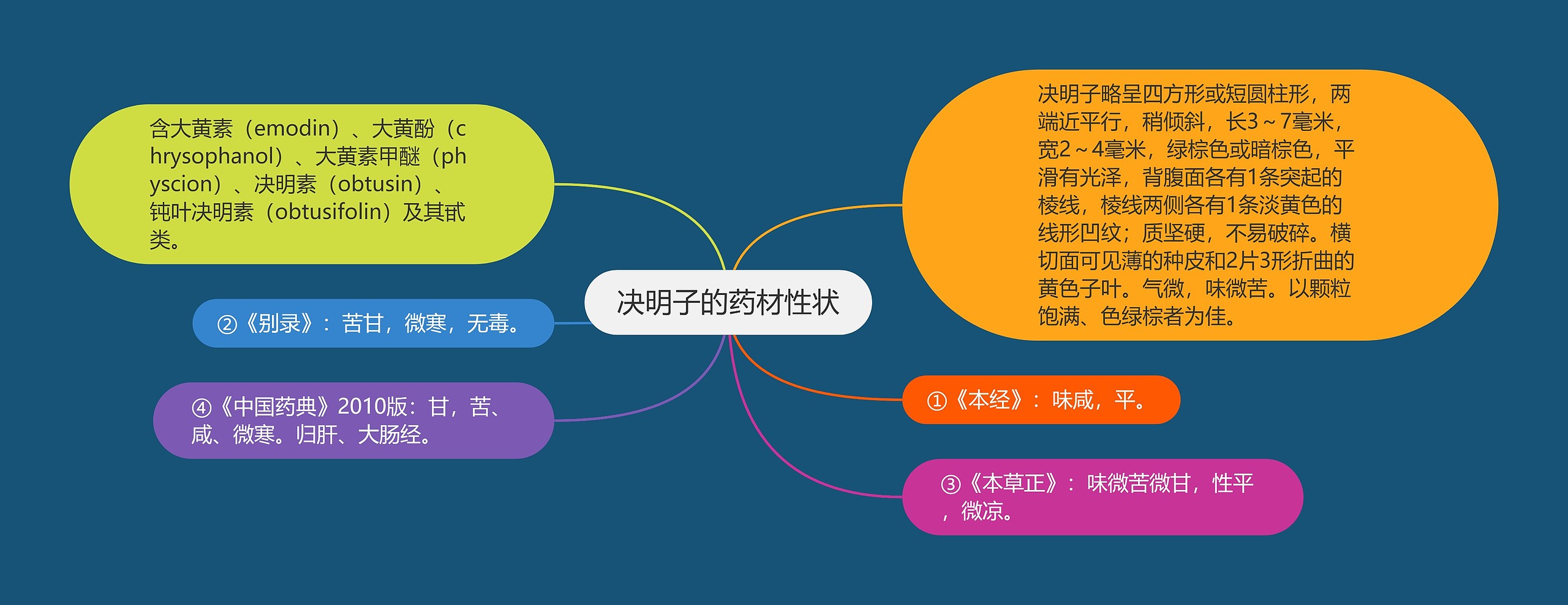 决明子的药材性状思维导图