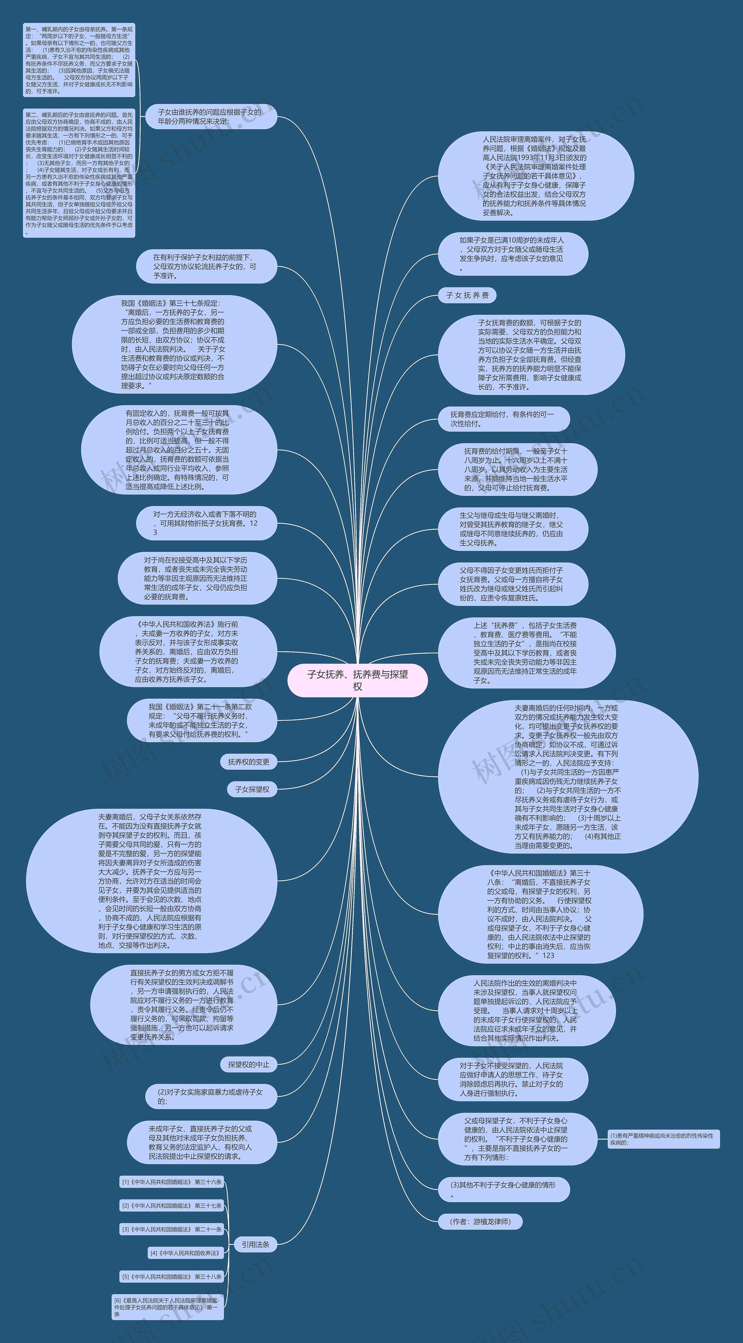 子女抚养、抚养费与探望权思维导图