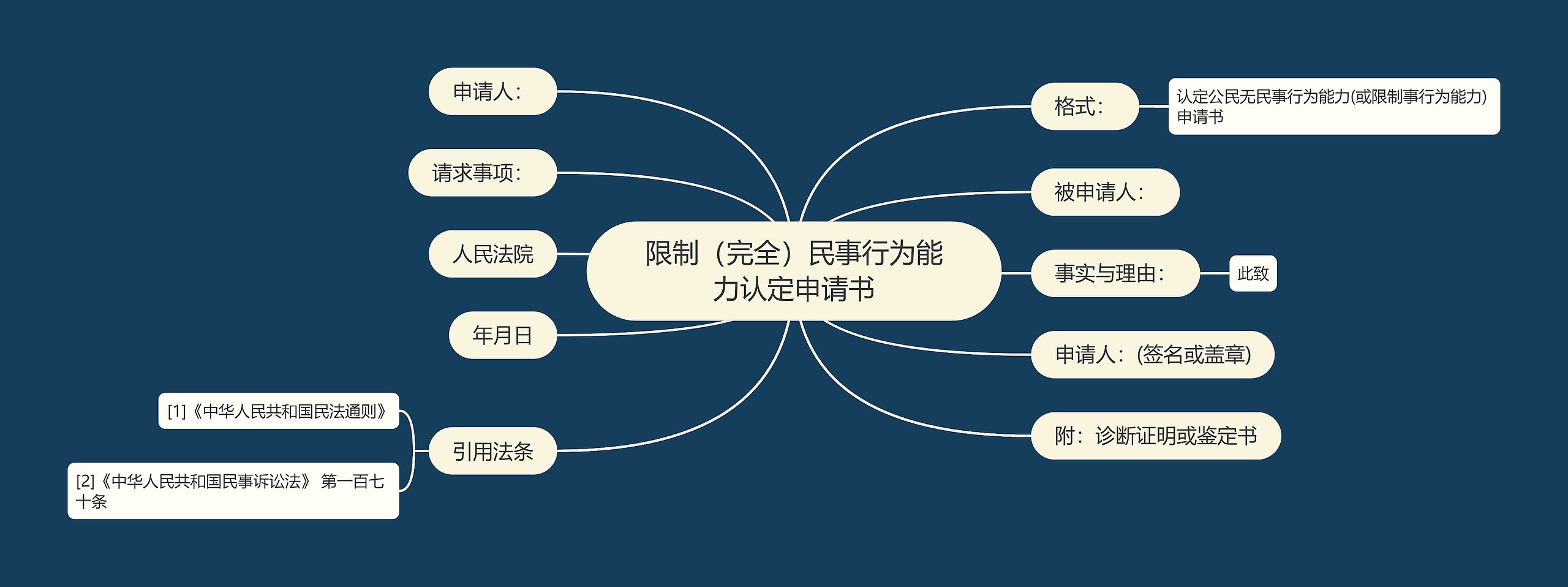 限制（完全）民事行为能力认定申请书思维导图