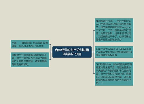 合伙经营的财产分割过错离婚财产分割