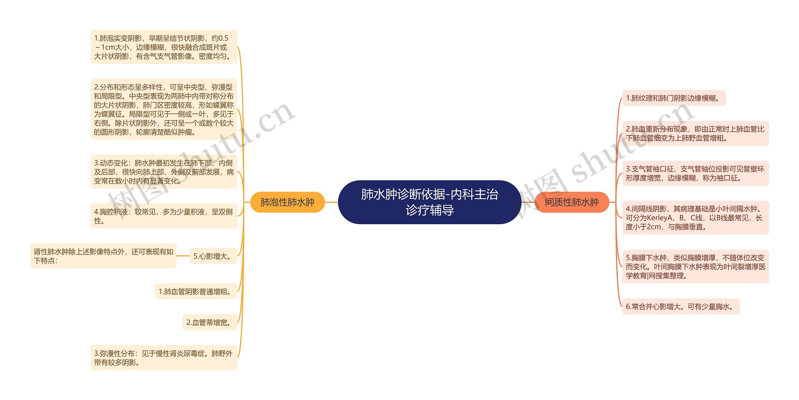 肺水肿诊断依据-内科主治诊疗辅导思维导图