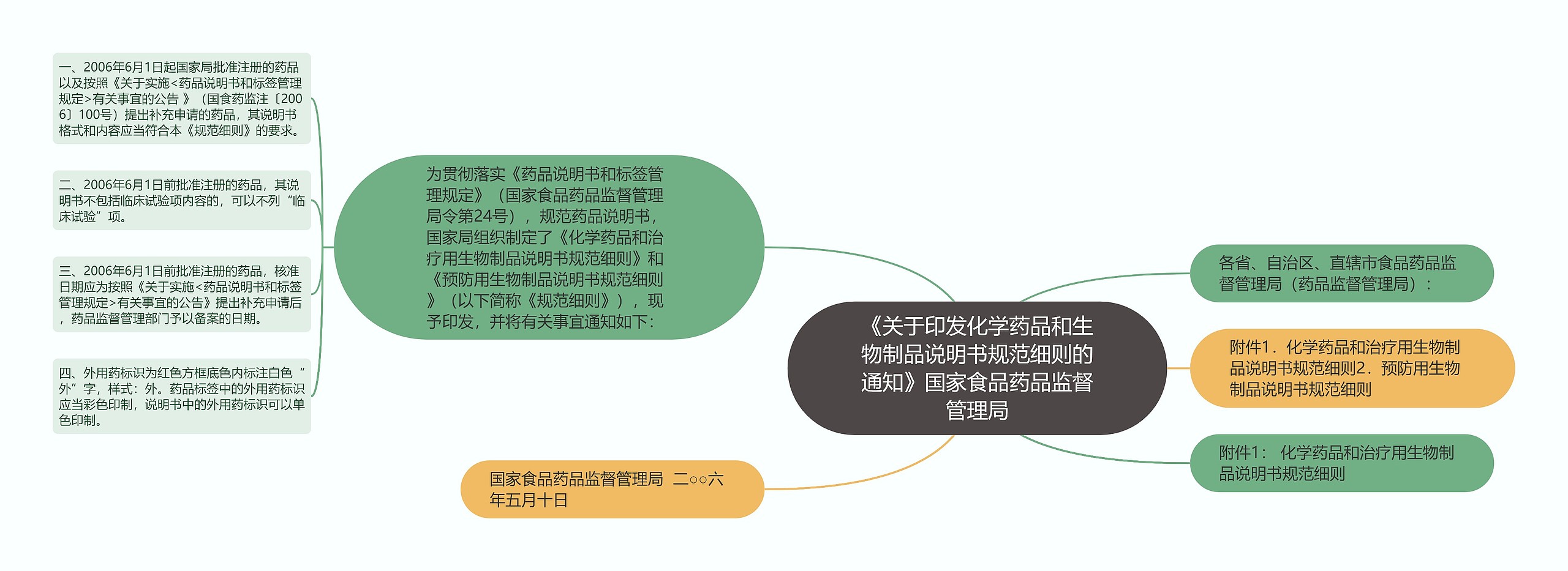 《关于印发化学药品和生物制品说明书规范细则的通知》国家食品药品监督管理局思维导图