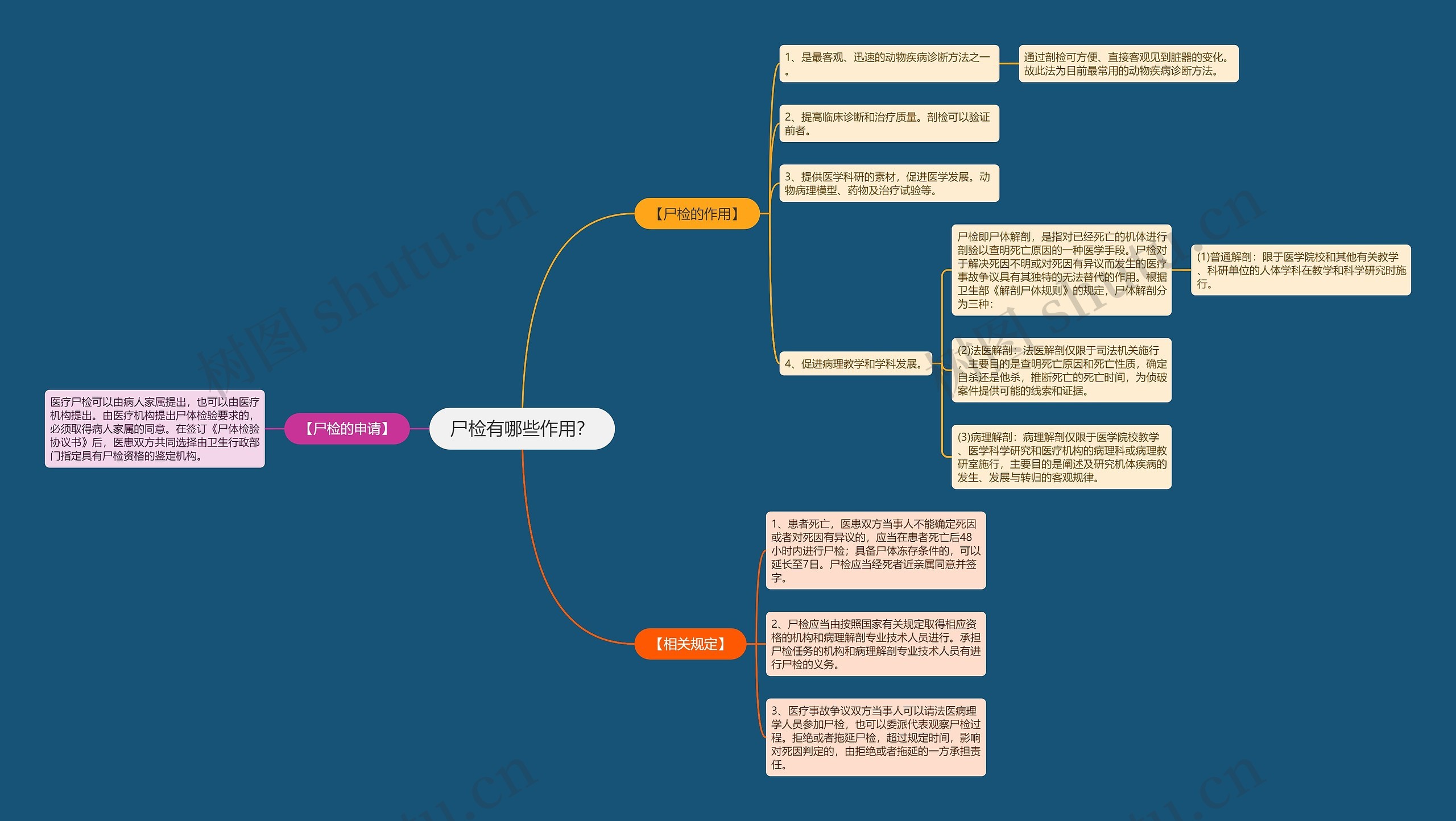 尸检有哪些作用？思维导图