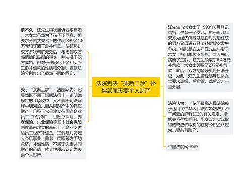 法院判决“买断工龄”补偿款属夫妻个人财产