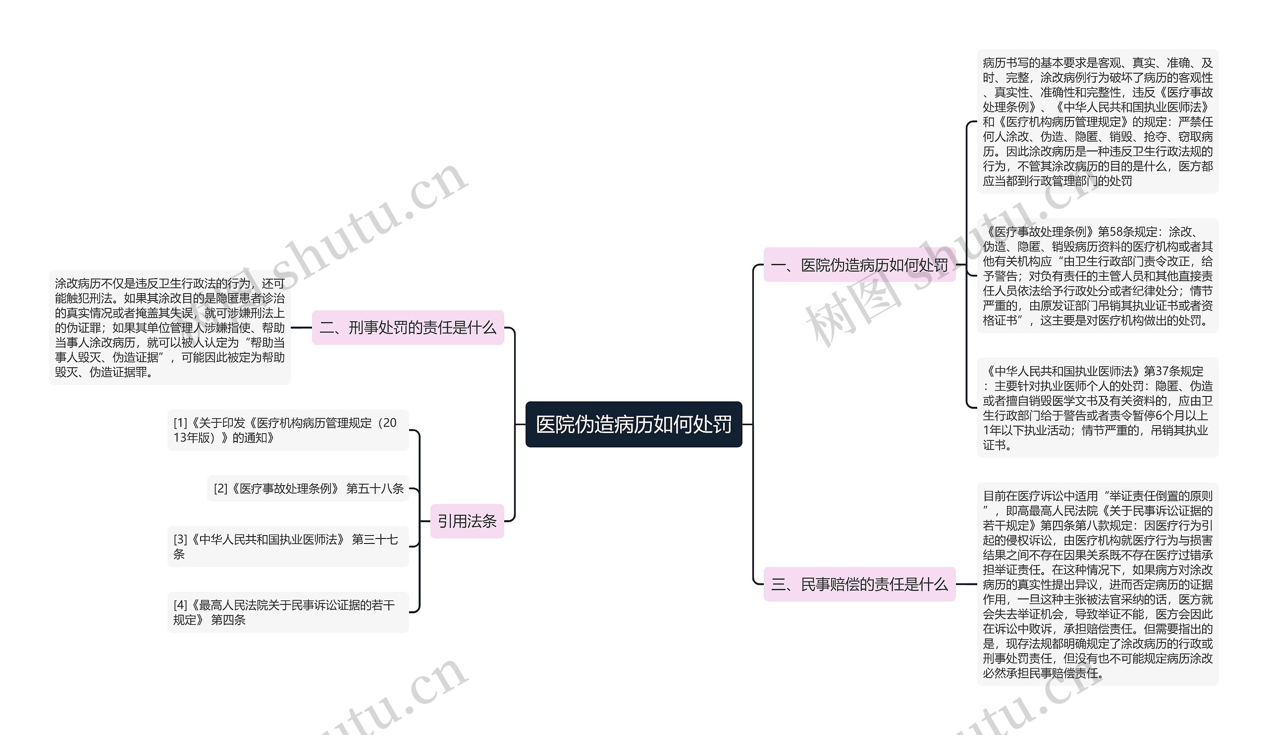 医院伪造病历如何处罚思维导图