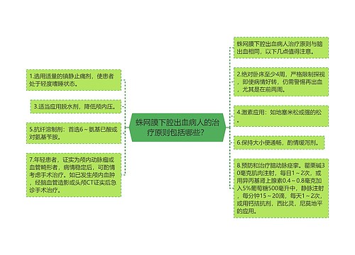 蛛网膜下腔出血病人的治疗原则包括哪些？