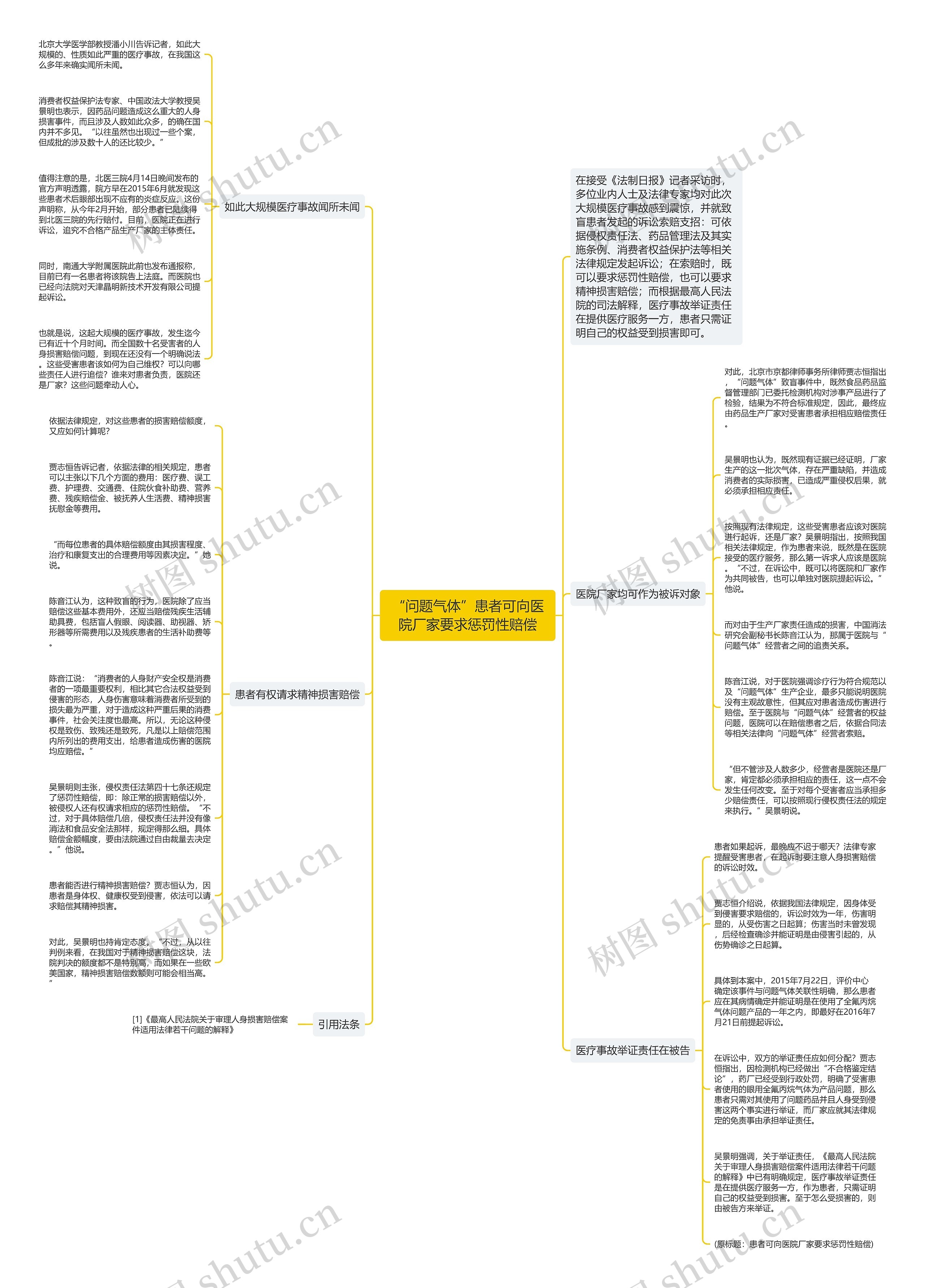 “问题气体”患者可向医院厂家要求惩罚性赔偿思维导图