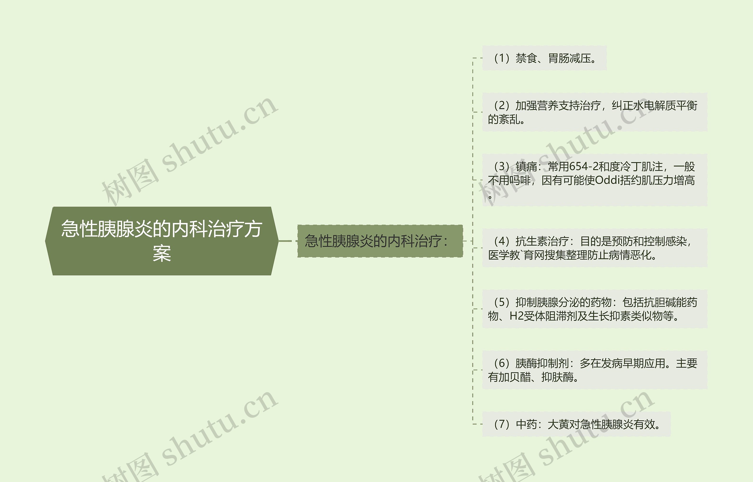 急性胰腺炎的内科治疗方案思维导图