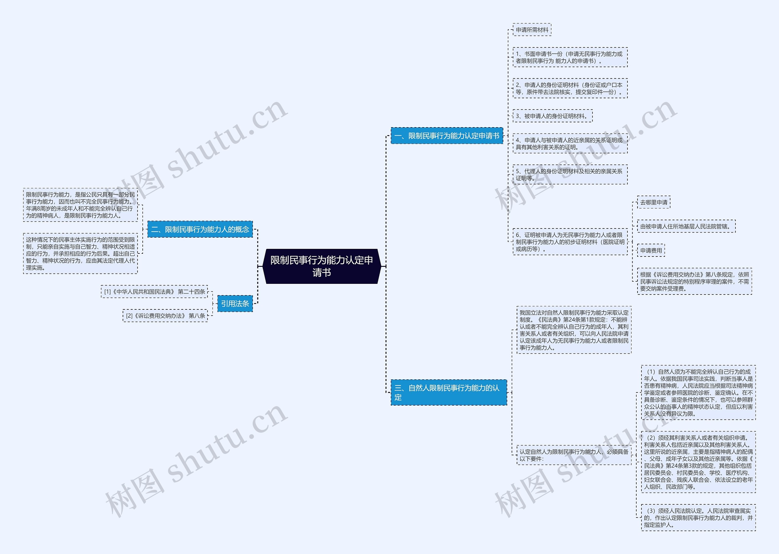 限制民事行为能力认定申请书思维导图