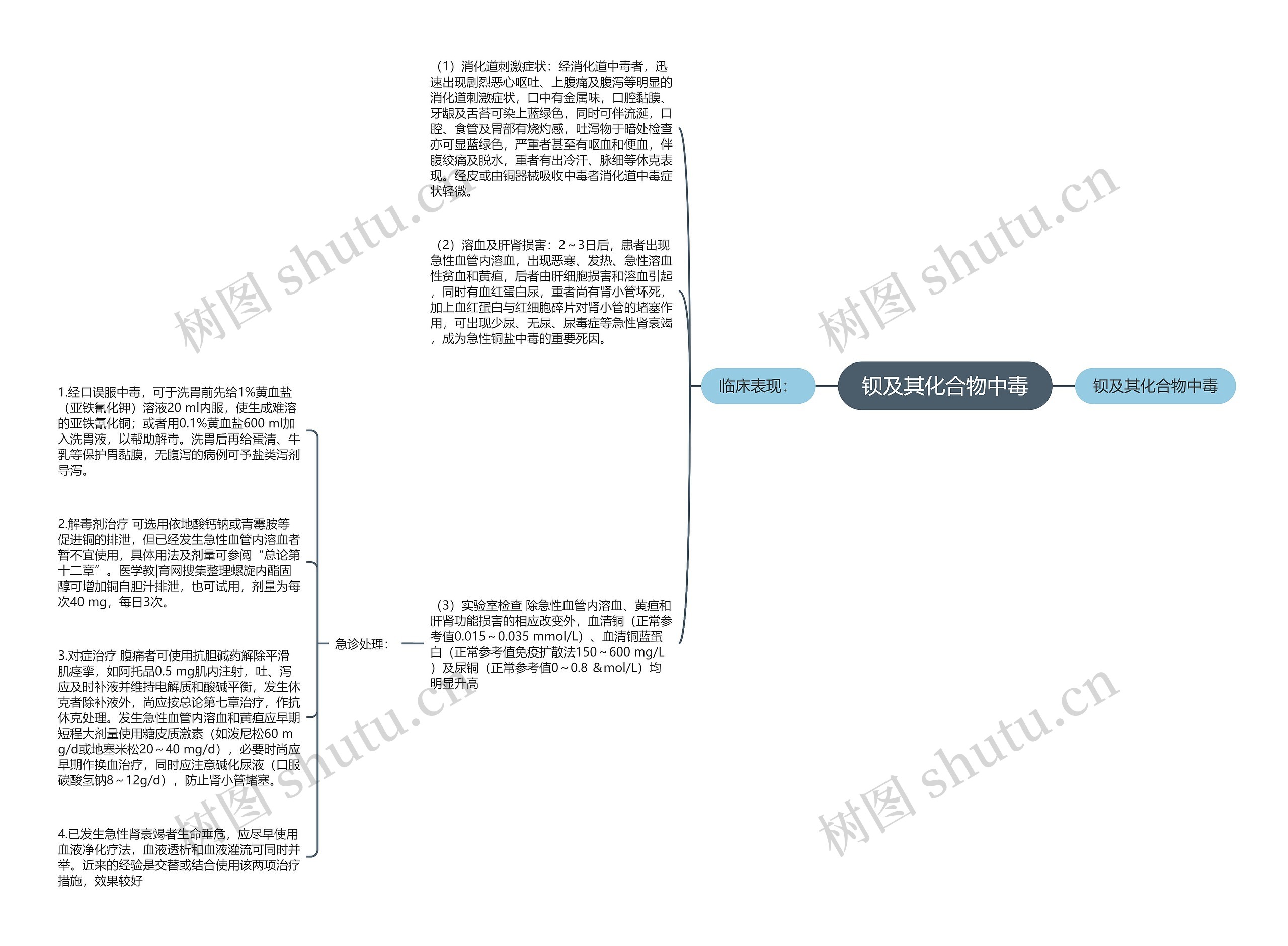 钡及其化合物中毒思维导图