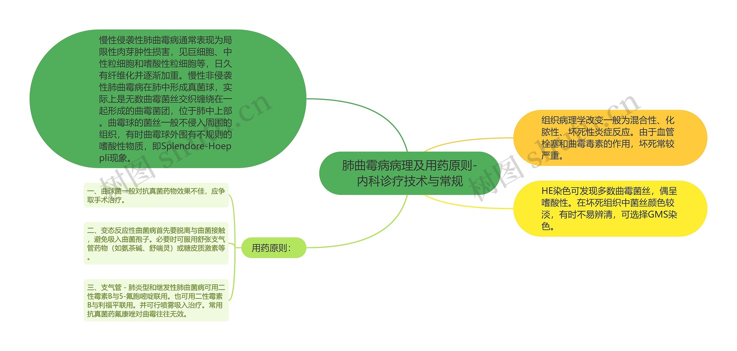 肺曲霉病病理及用药原则-内科诊疗技术与常规思维导图