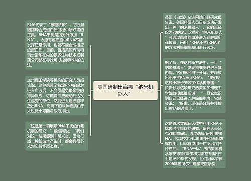 美国研制出治癌“纳米机器人”