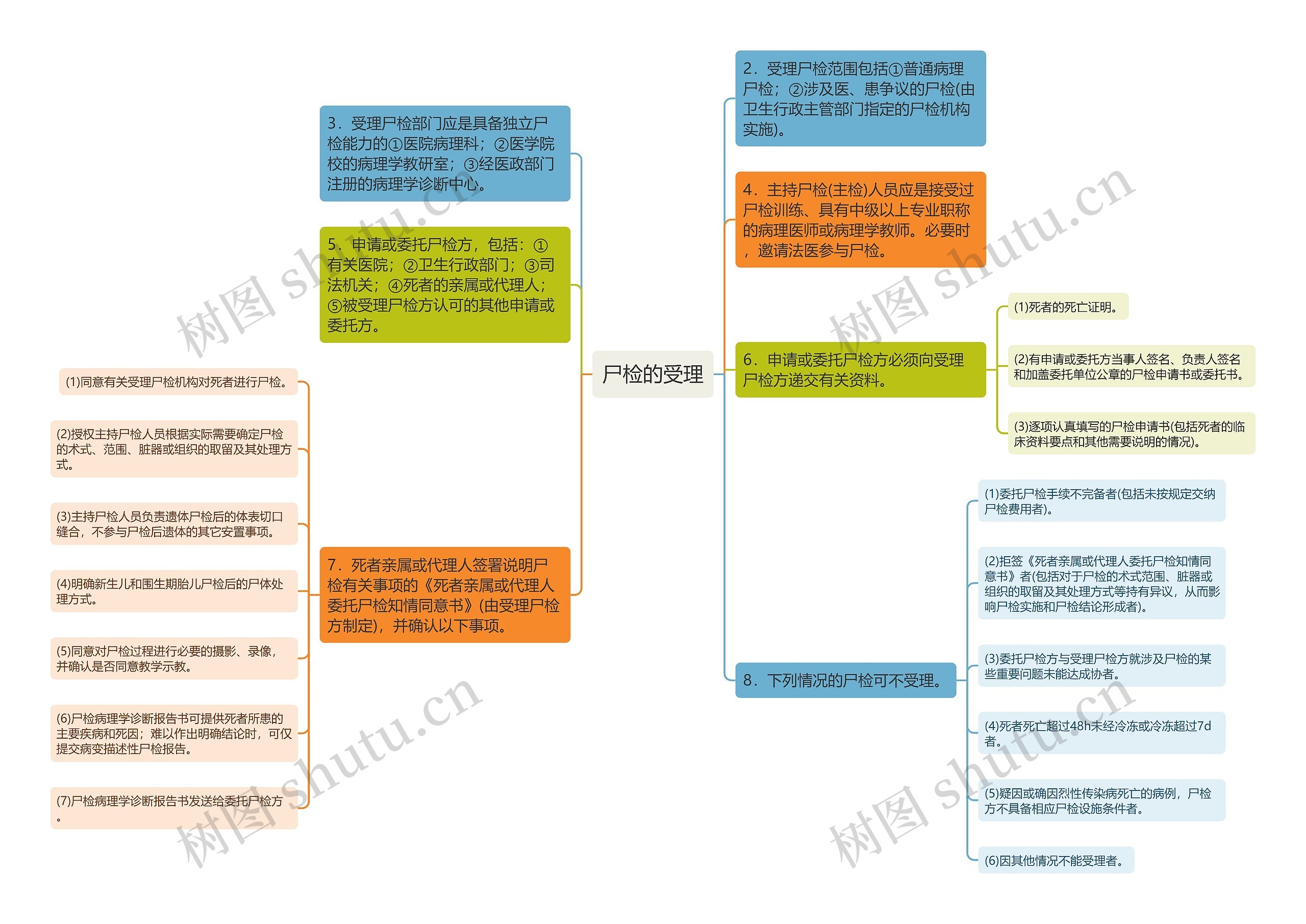尸检的受理思维导图