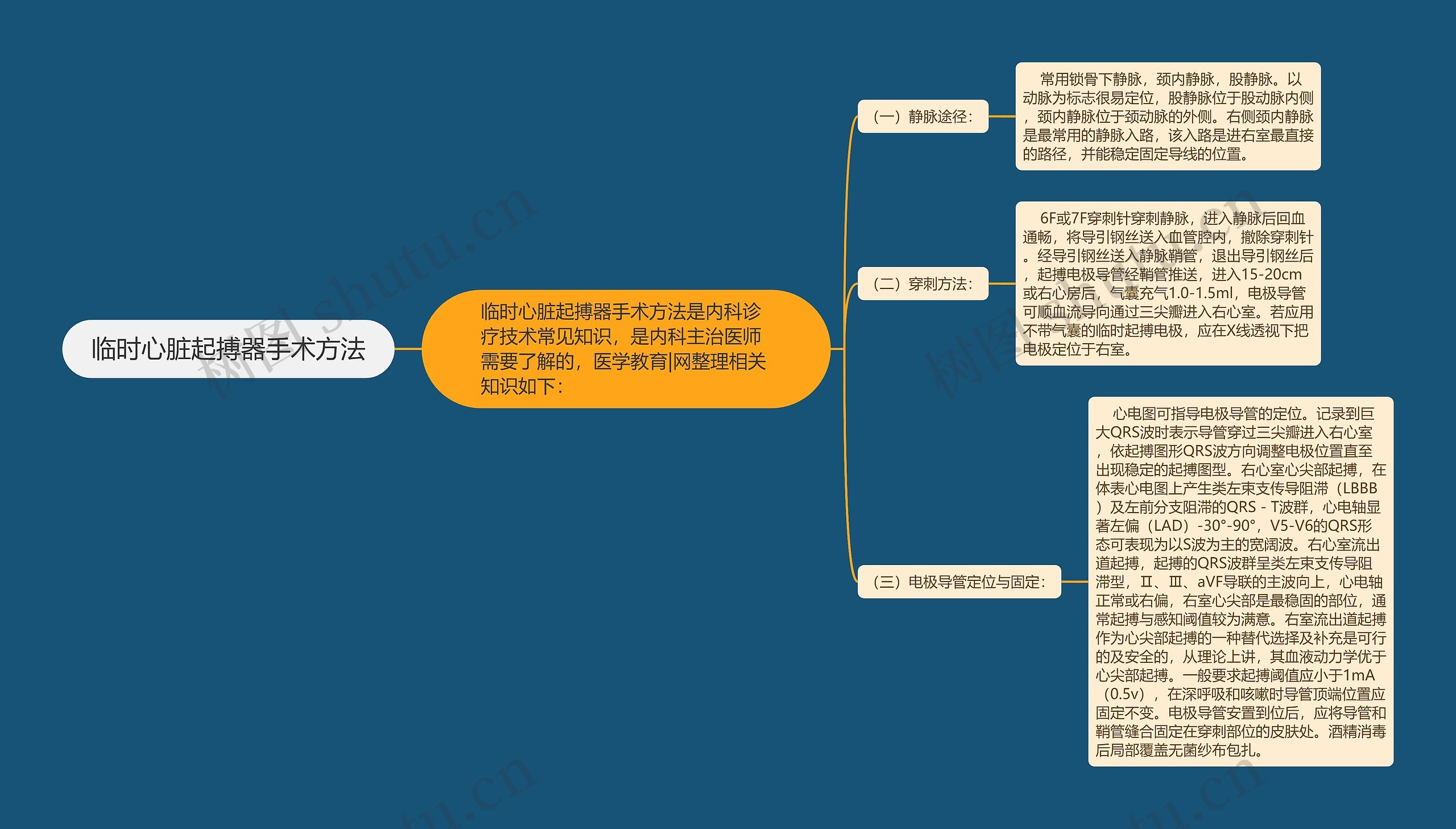 临时心脏起搏器手术方法思维导图