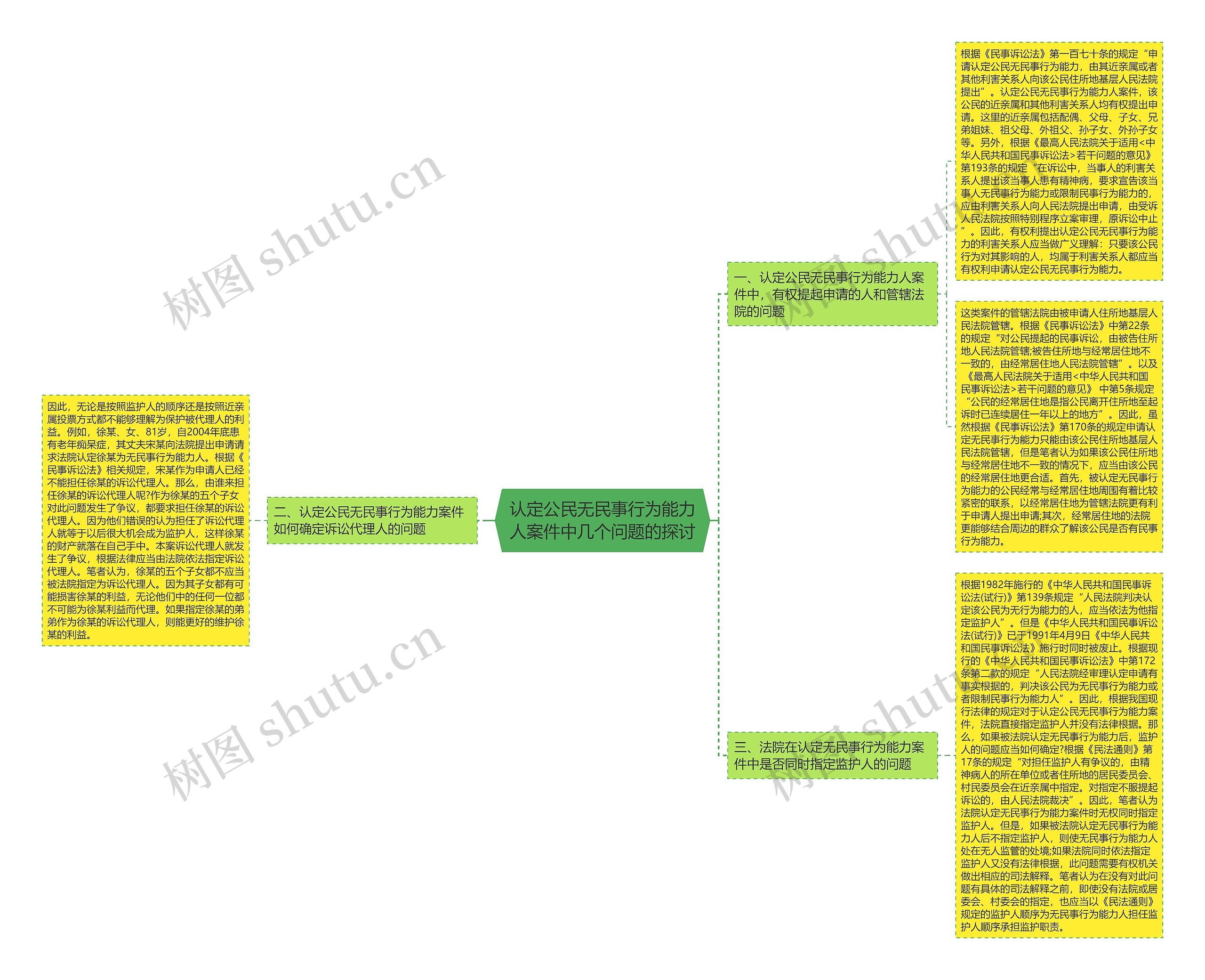 认定公民无民事行为能力人案件中几个问题的探讨思维导图