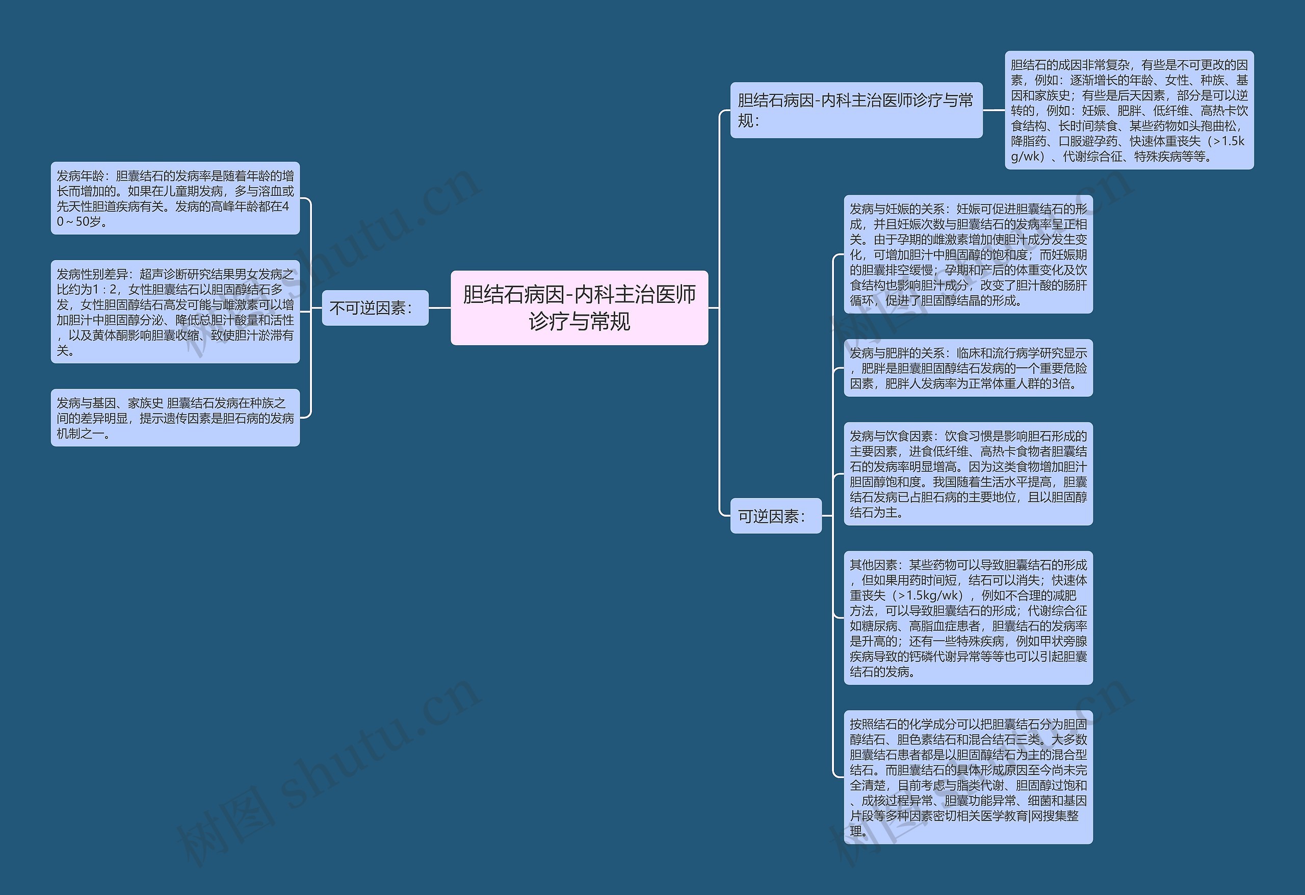 胆结石病因-内科主治医师诊疗与常规思维导图