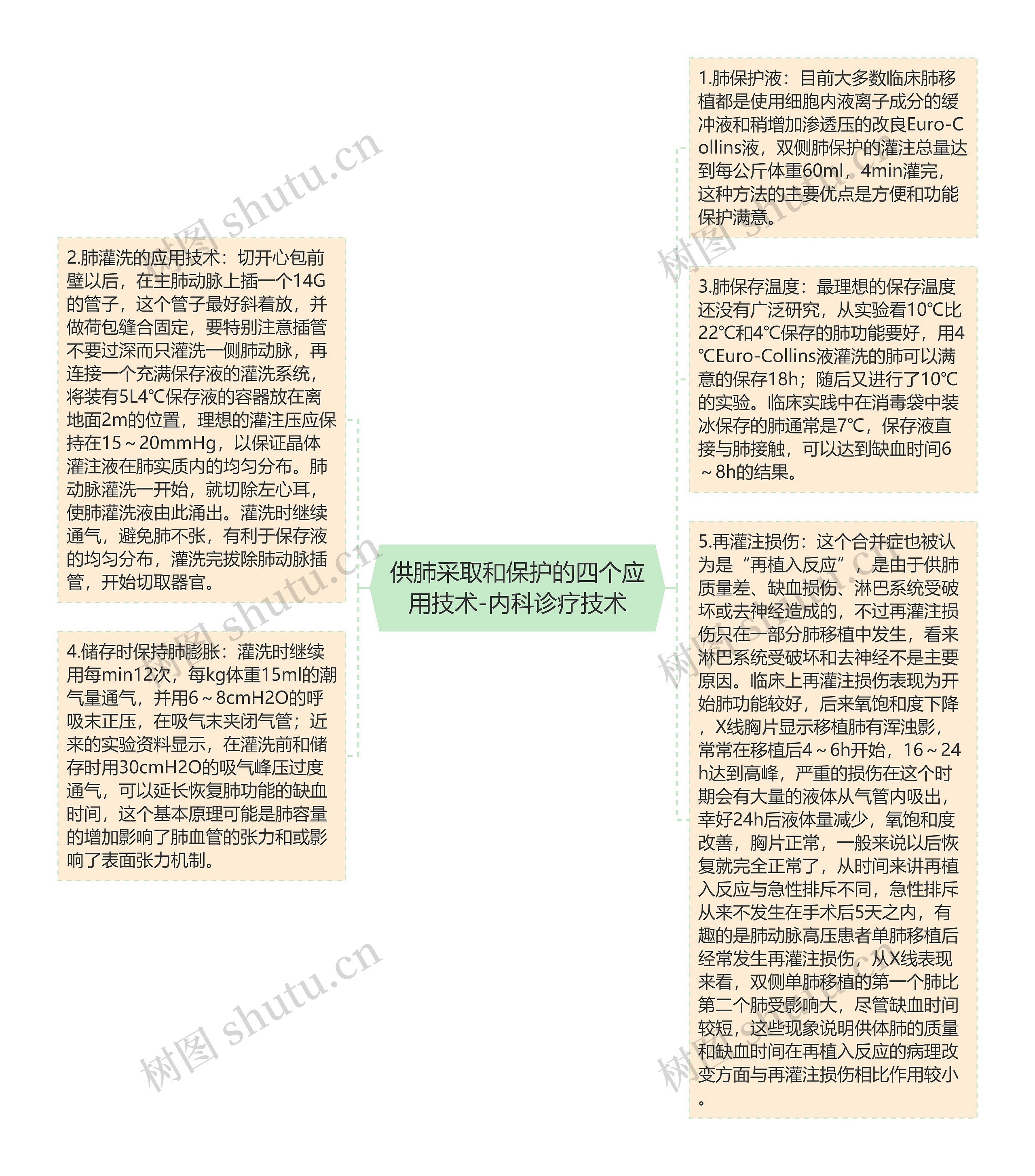 供肺采取和保护的四个应用技术-内科诊疗技术思维导图