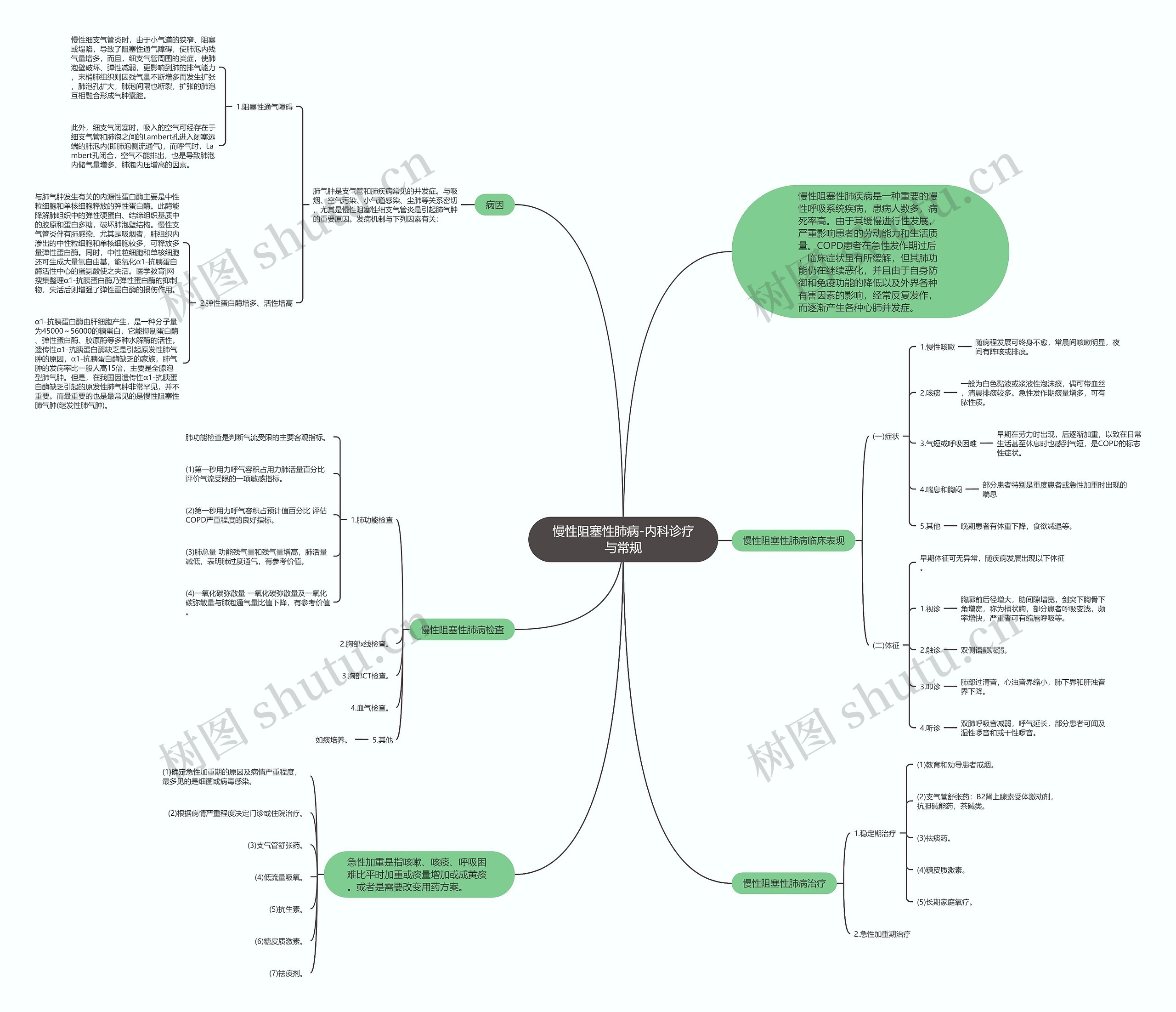 慢性阻塞性肺病-内科诊疗与常规思维导图