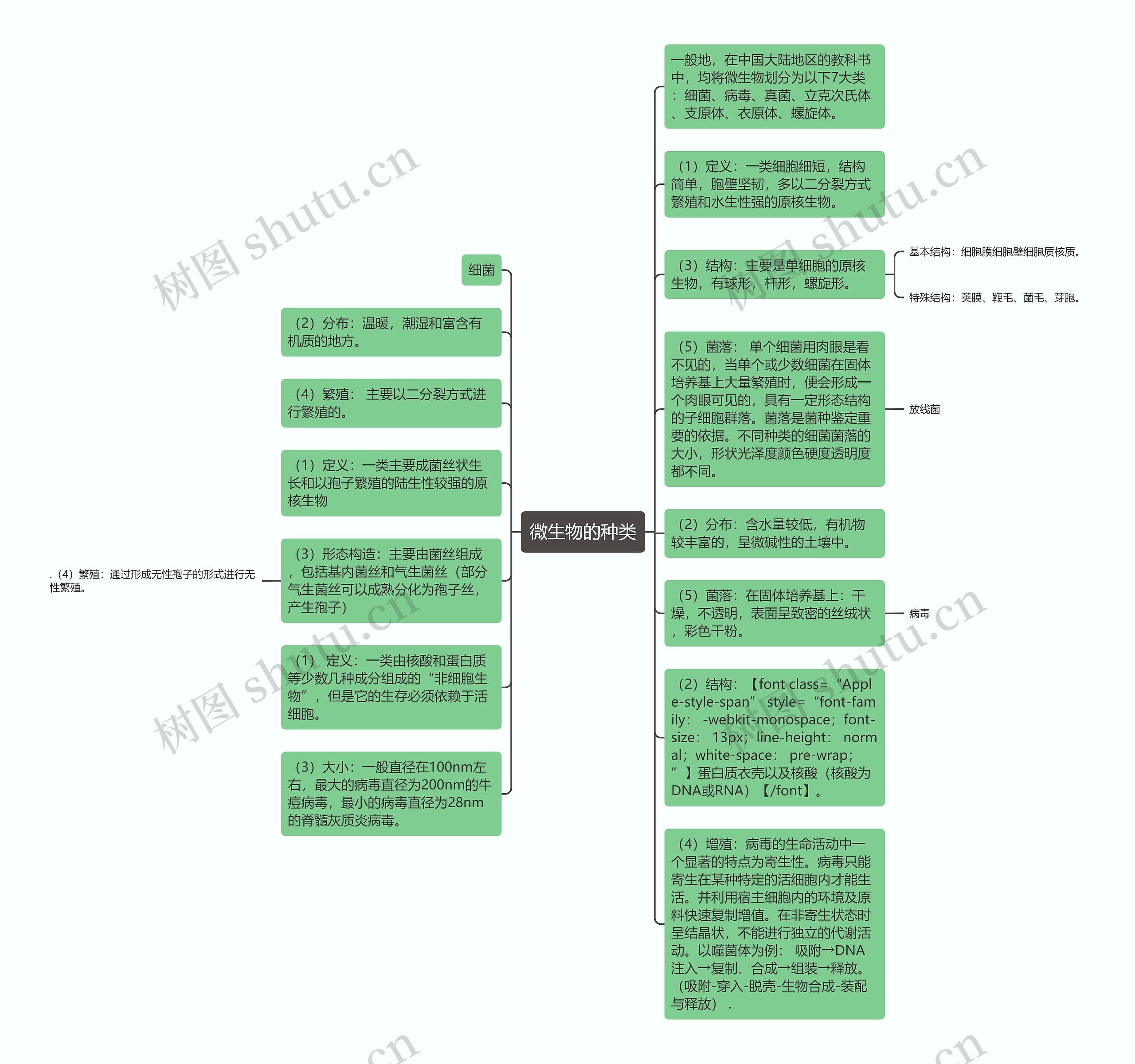 微生物的种类思维导图