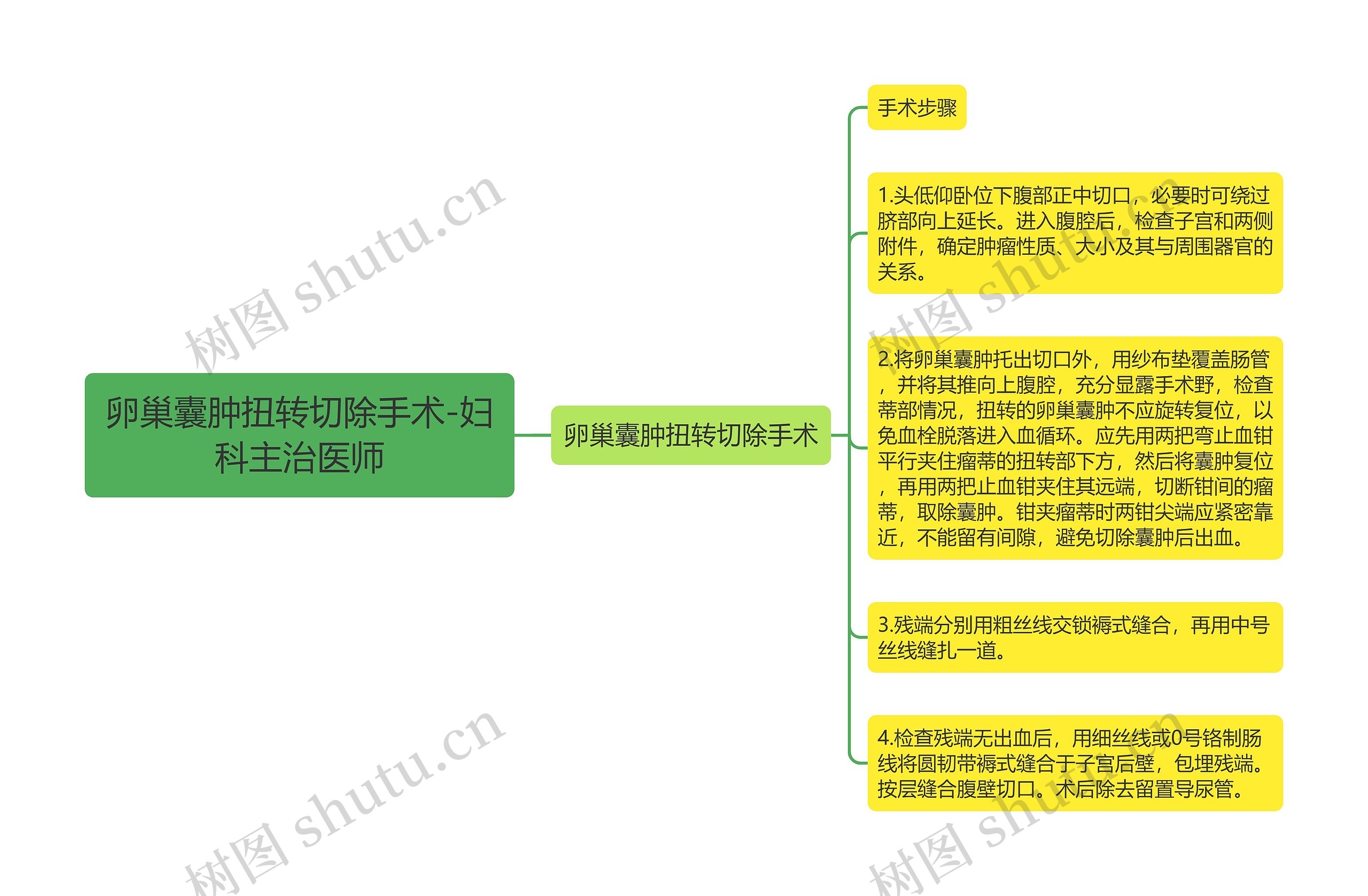 卵巢囊肿扭转切除手术-妇科主治医师思维导图