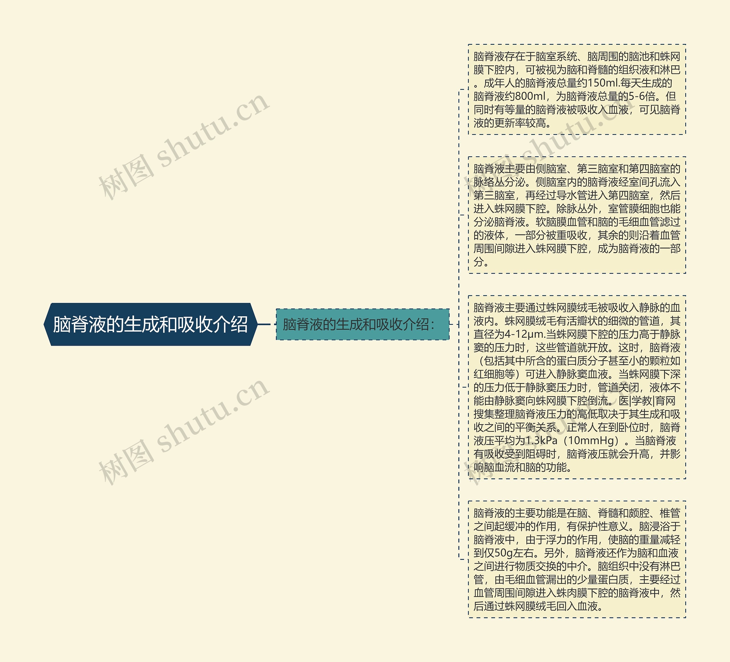 脑脊液的生成和吸收介绍思维导图