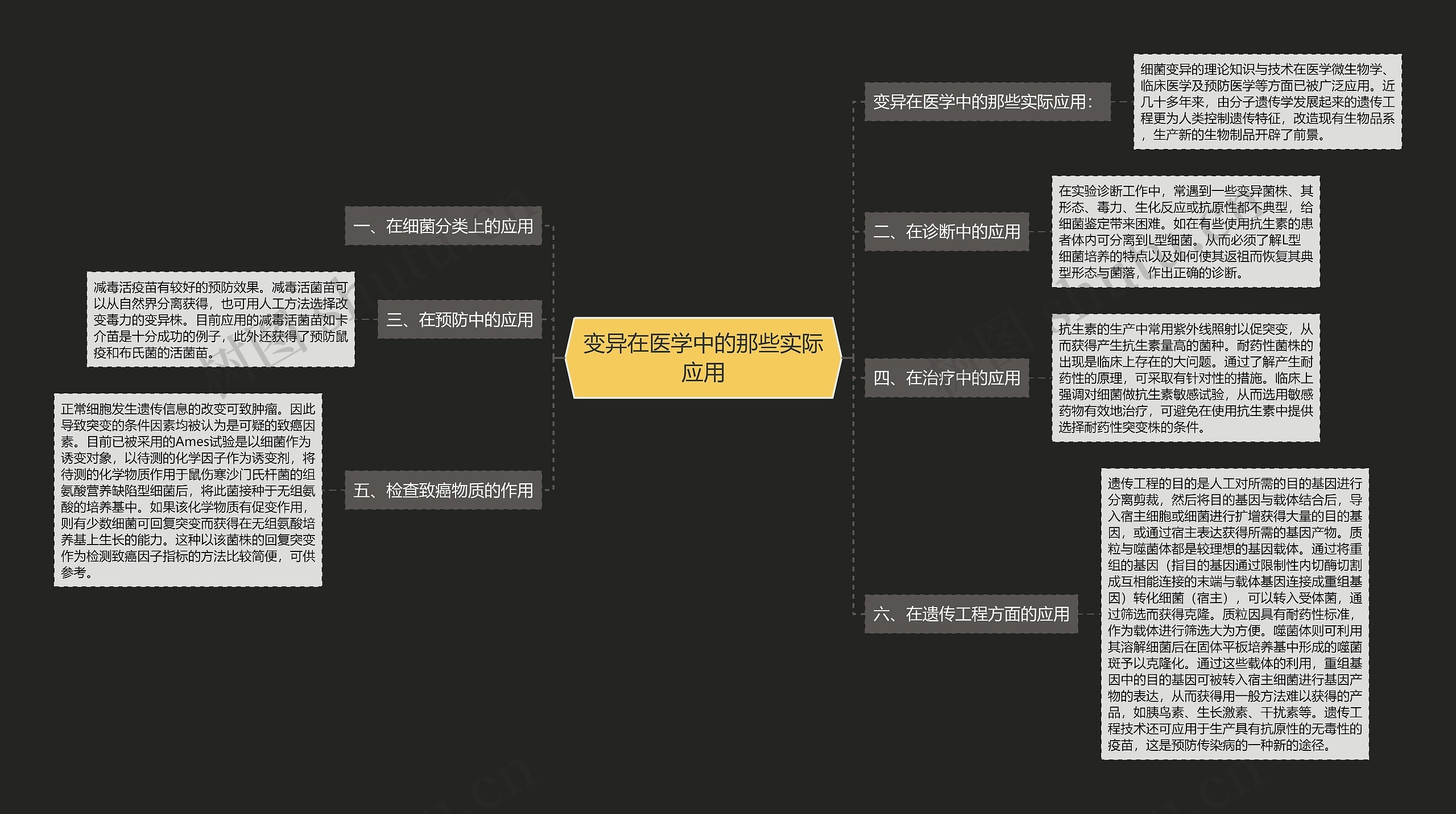 变异在医学中的那些实际应用思维导图