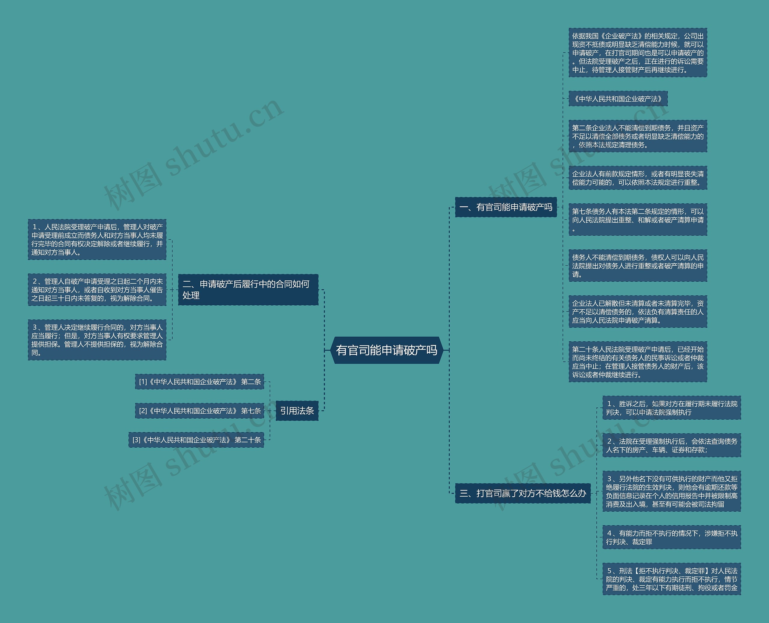 有官司能申请破产吗思维导图