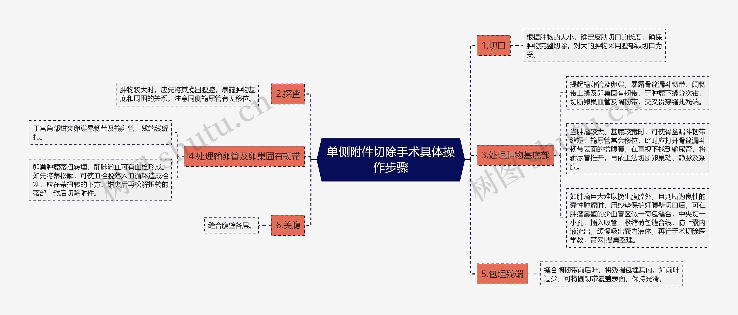 单侧附件切除手术具体操作步骤思维导图