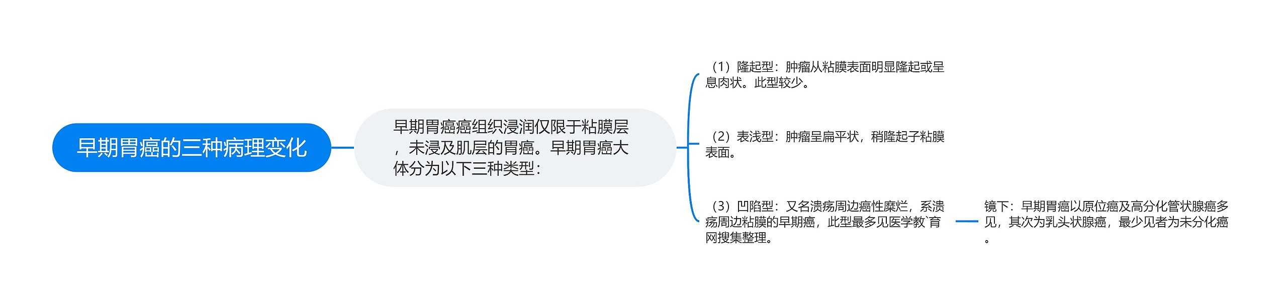 早期胃癌的三种病理变化思维导图