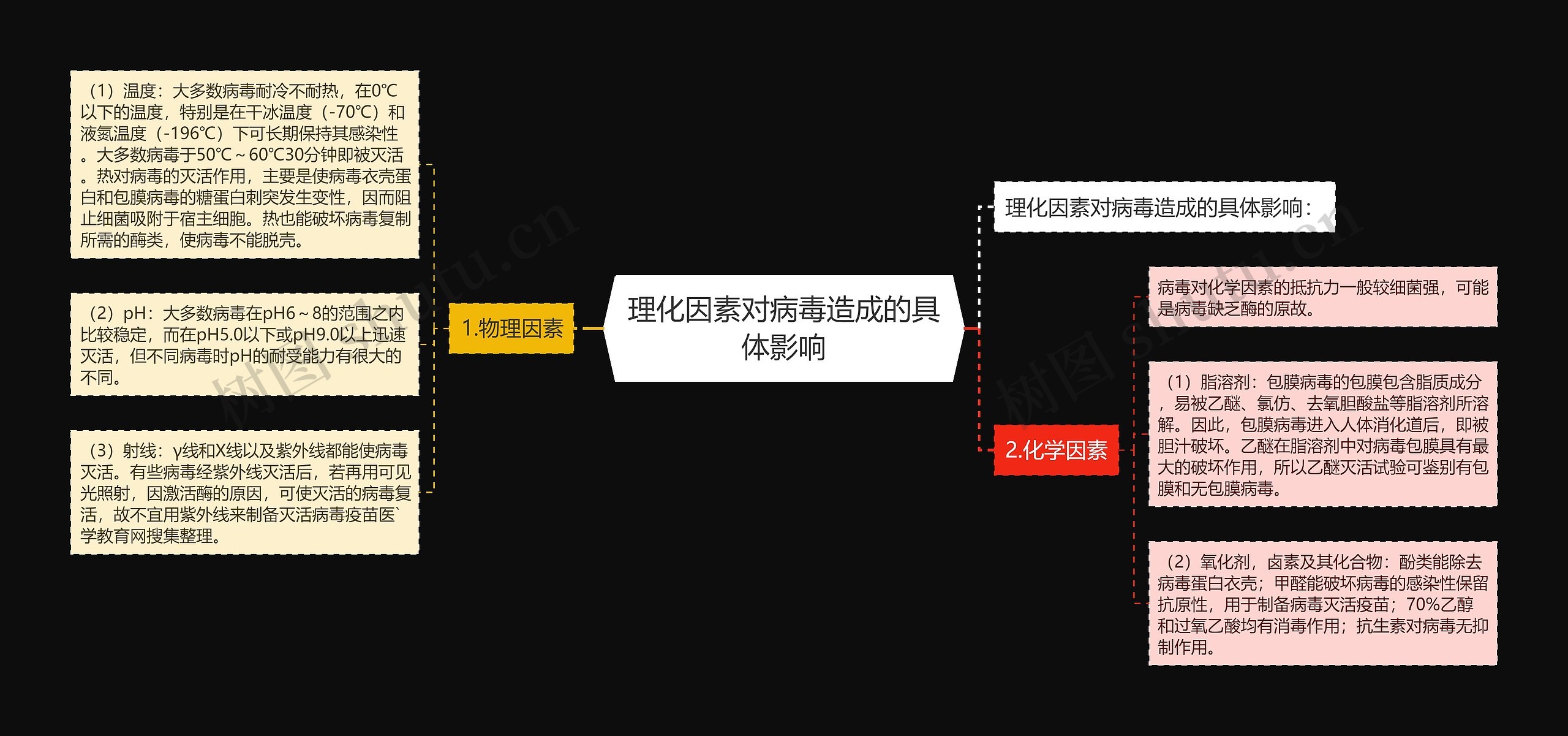 理化因素对病毒造成的具体影响思维导图