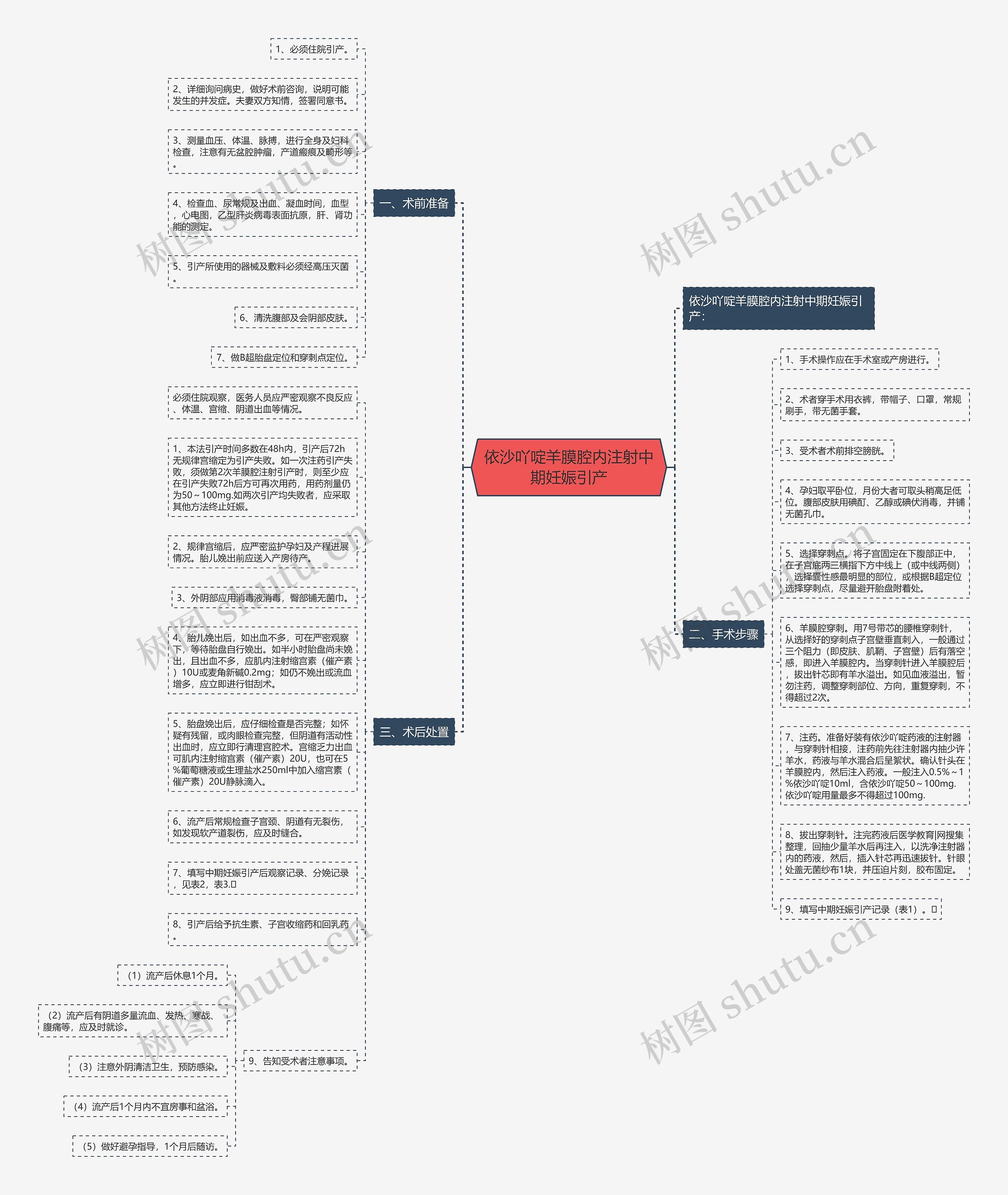 依沙吖啶羊膜腔内注射中期妊娠引产思维导图