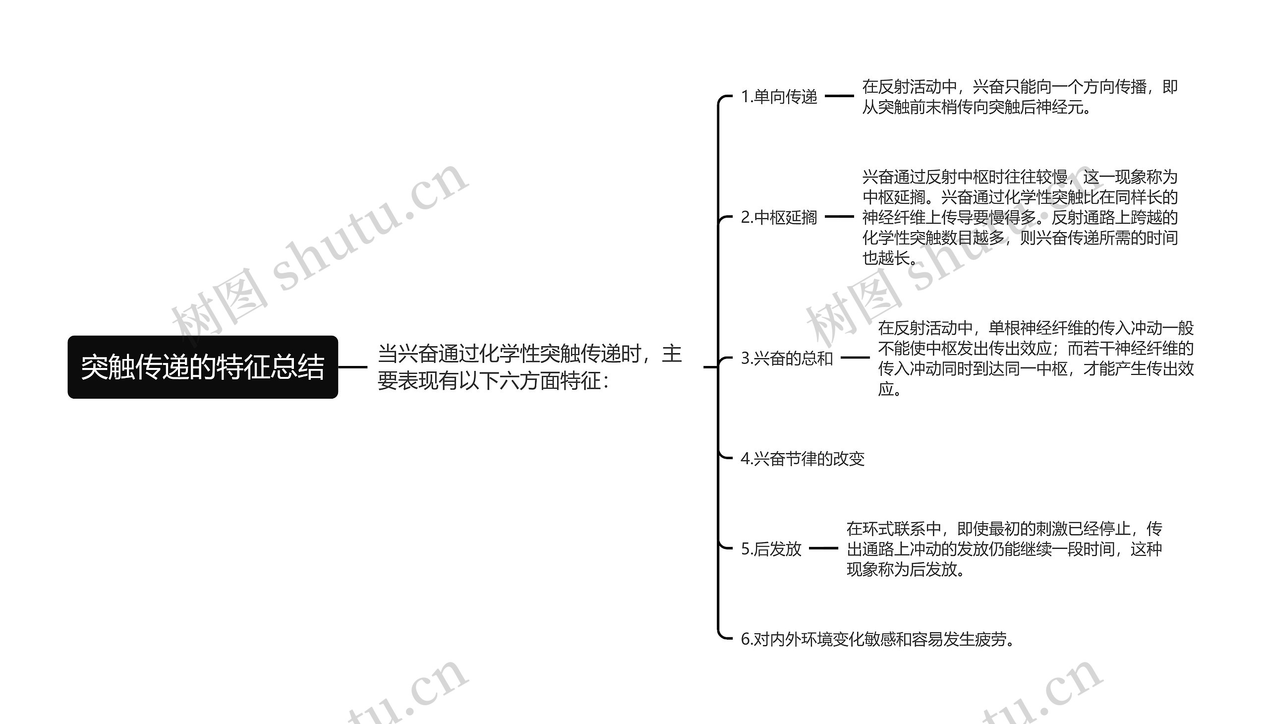 突触传递的特征总结思维导图