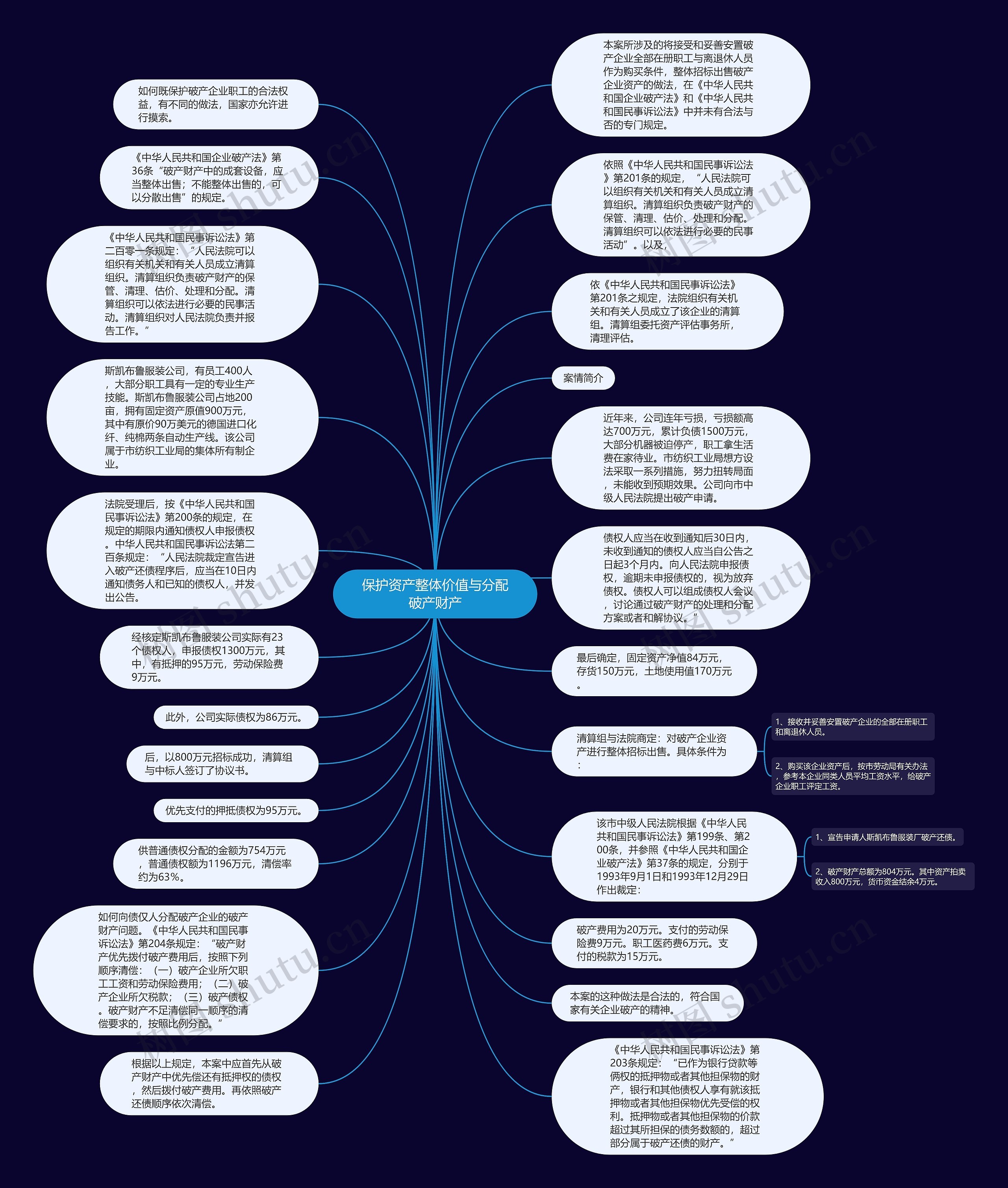 保护资产整体价值与分配破产财产思维导图