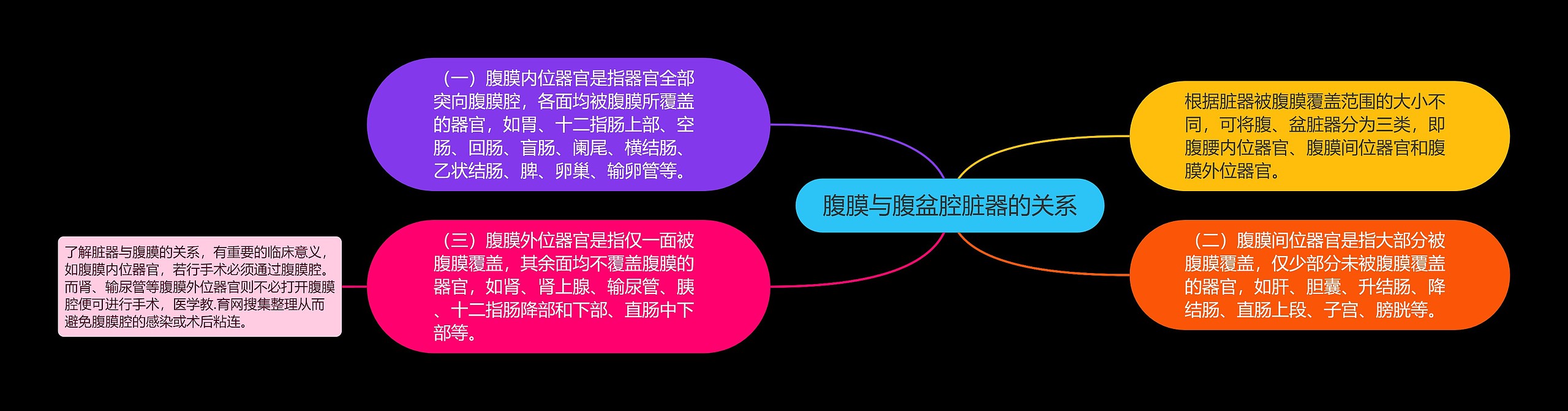 腹膜与腹盆腔脏器的关系思维导图