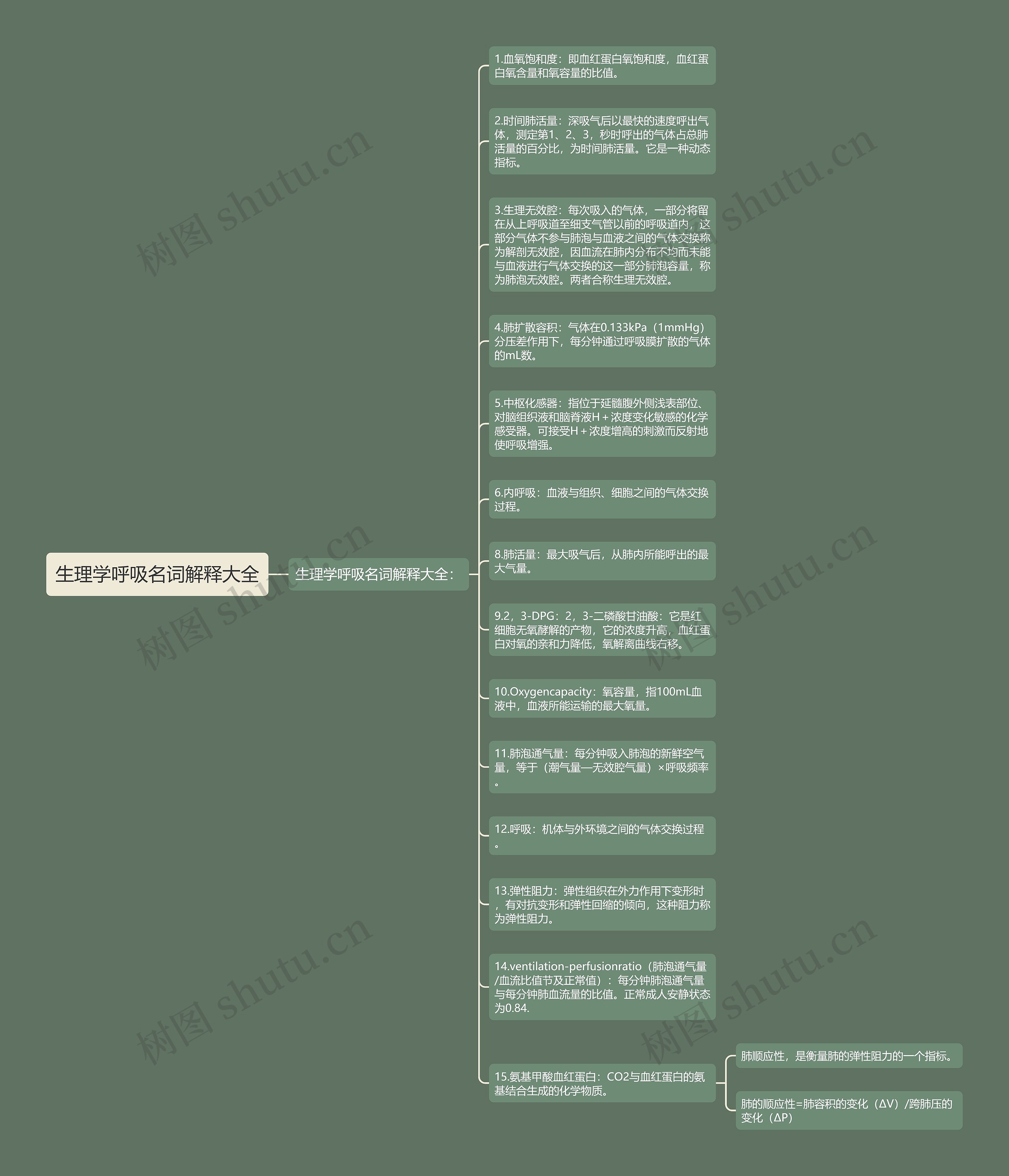生理学呼吸名词解释大全思维导图