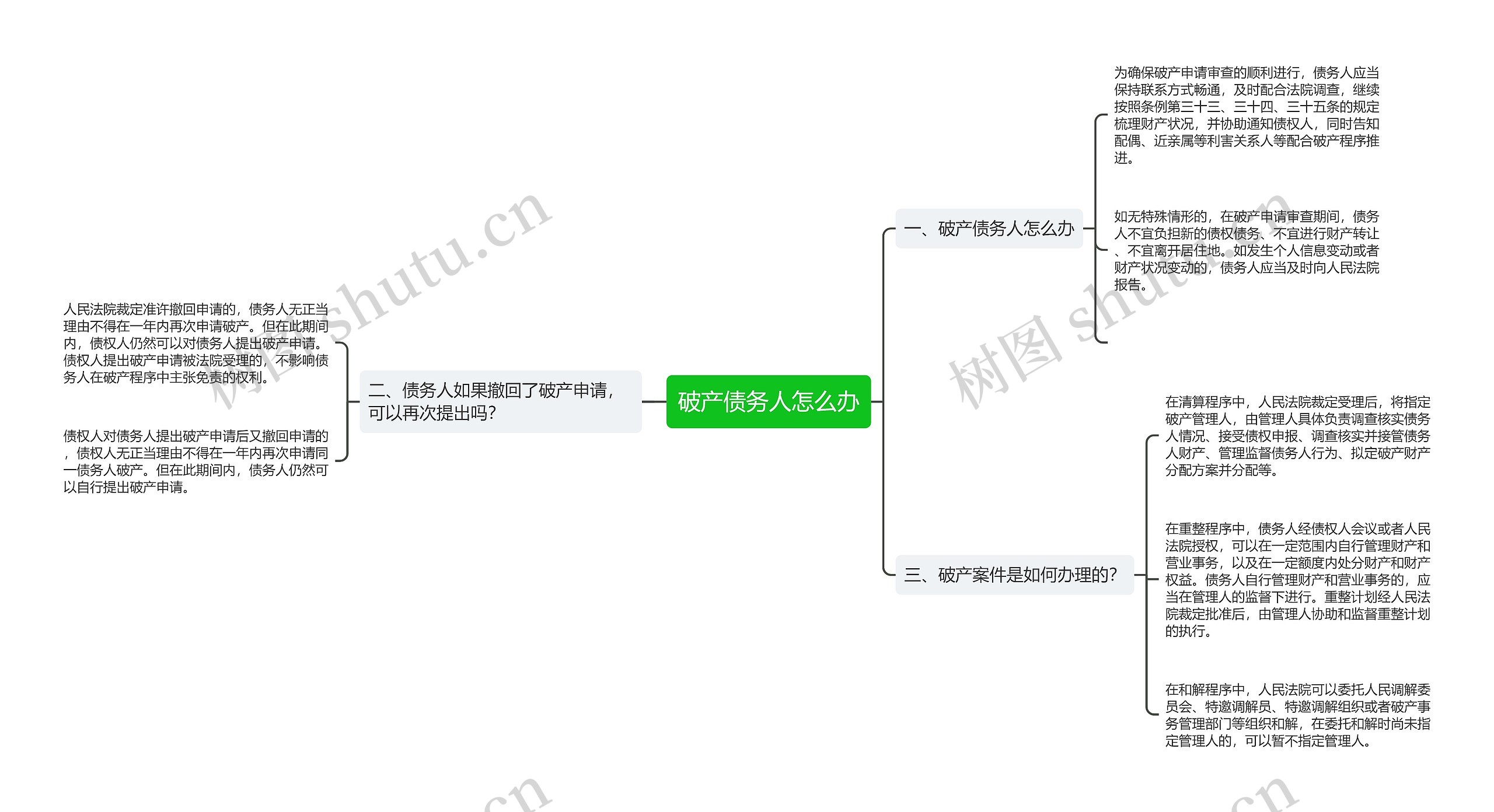 破产债务人怎么办思维导图