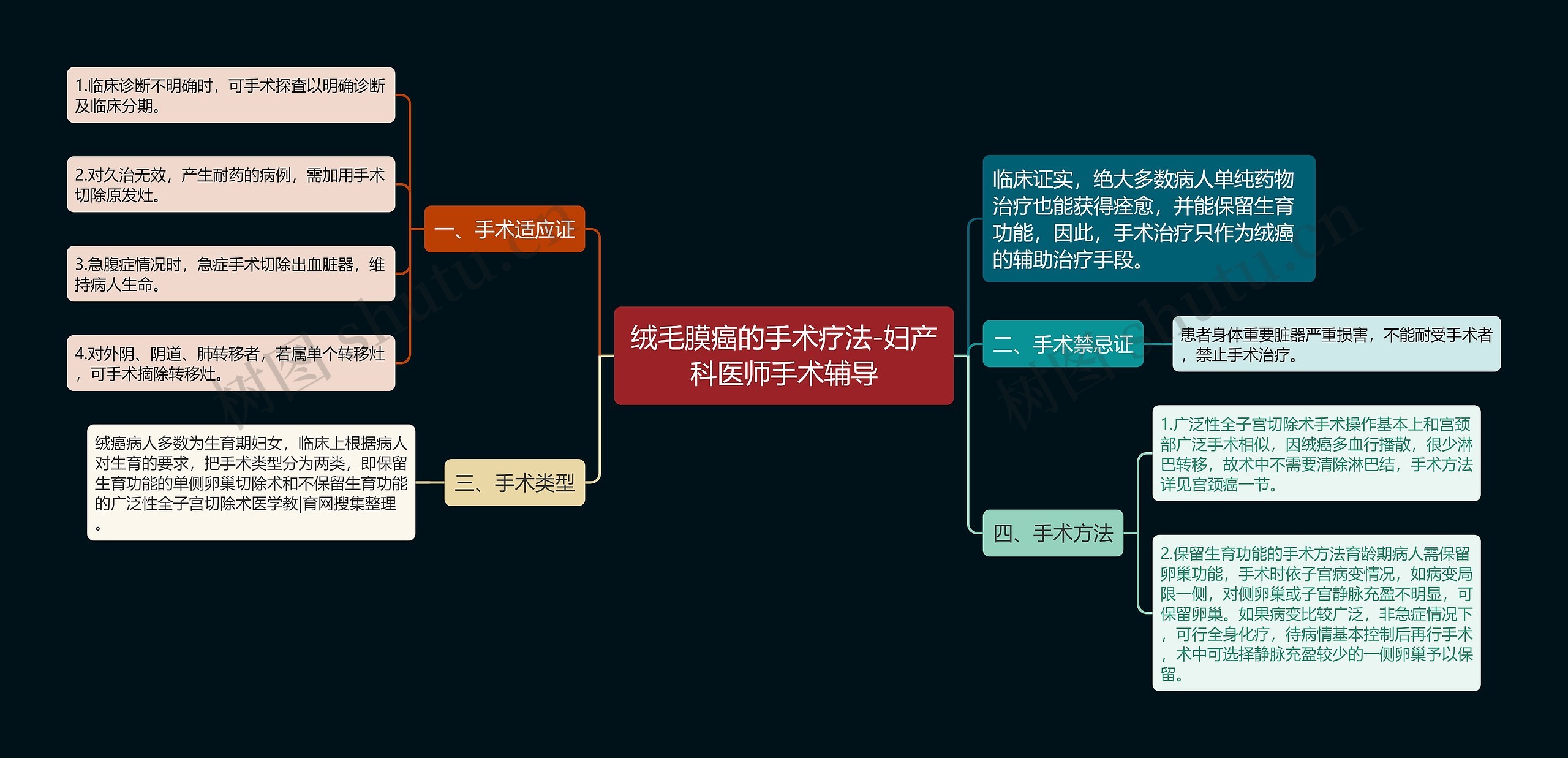 绒毛膜癌的手术疗法-妇产科医师手术辅导思维导图