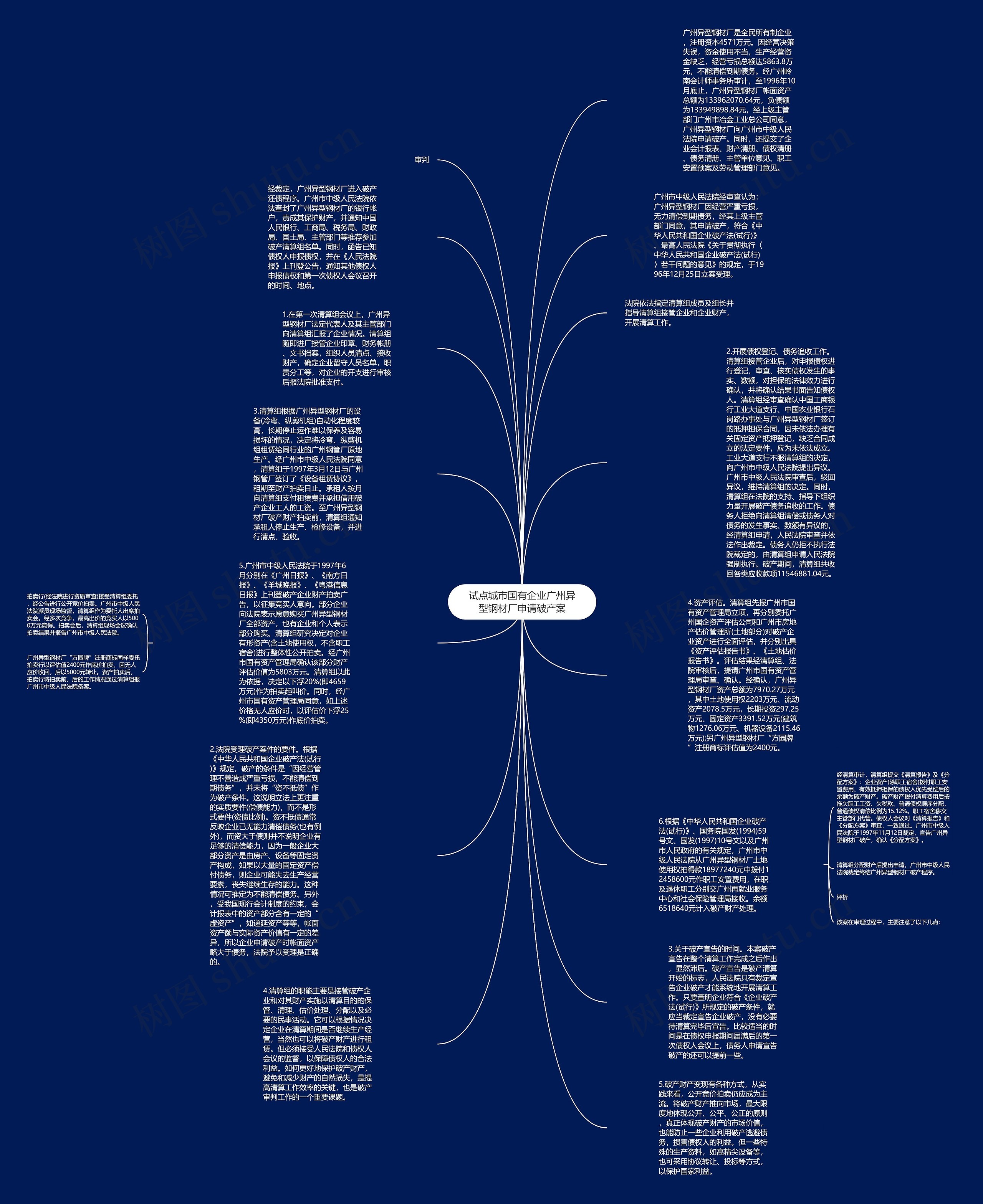 试点城市国有企业广州异型钢材厂申请破产案思维导图