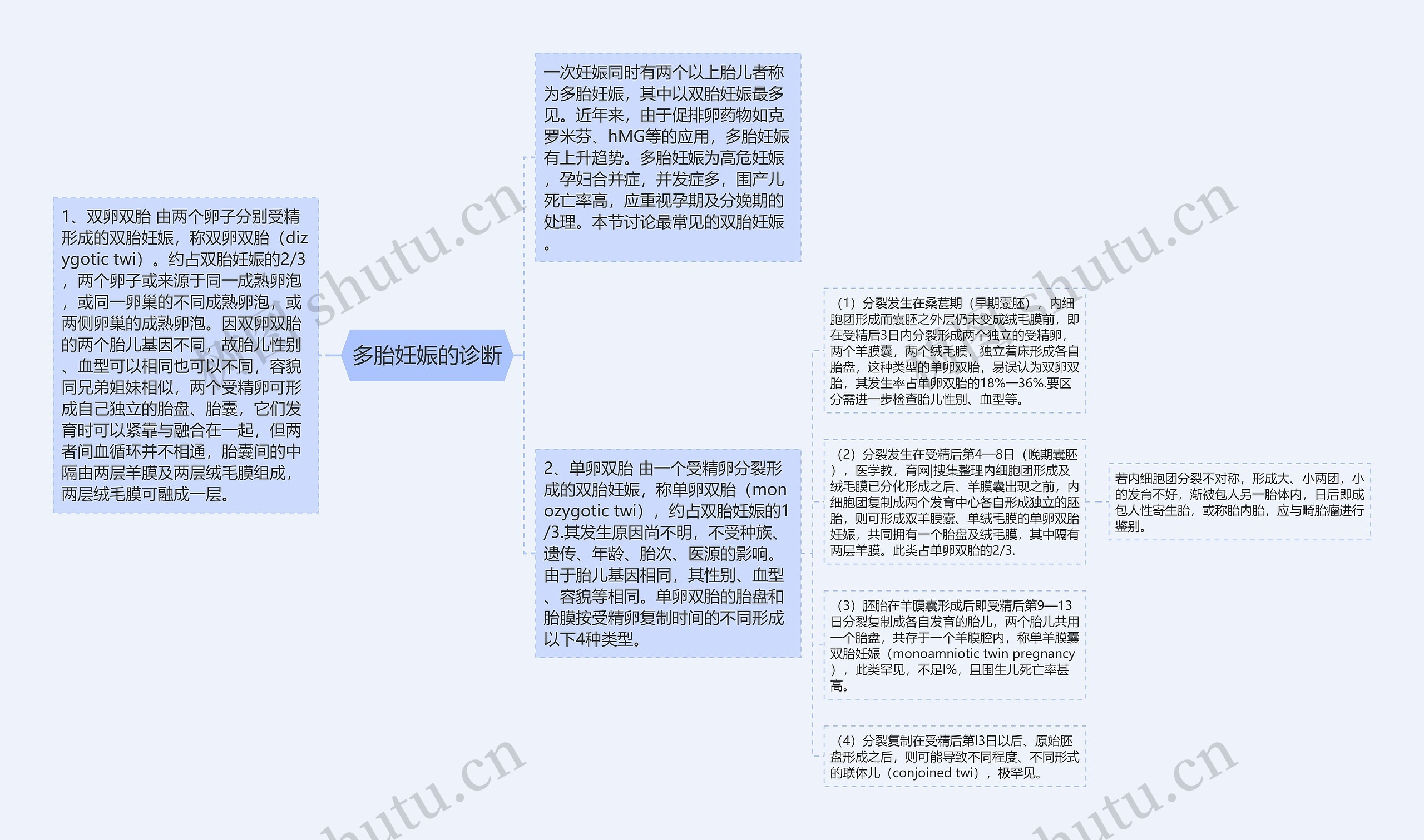 多胎妊娠的诊断思维导图