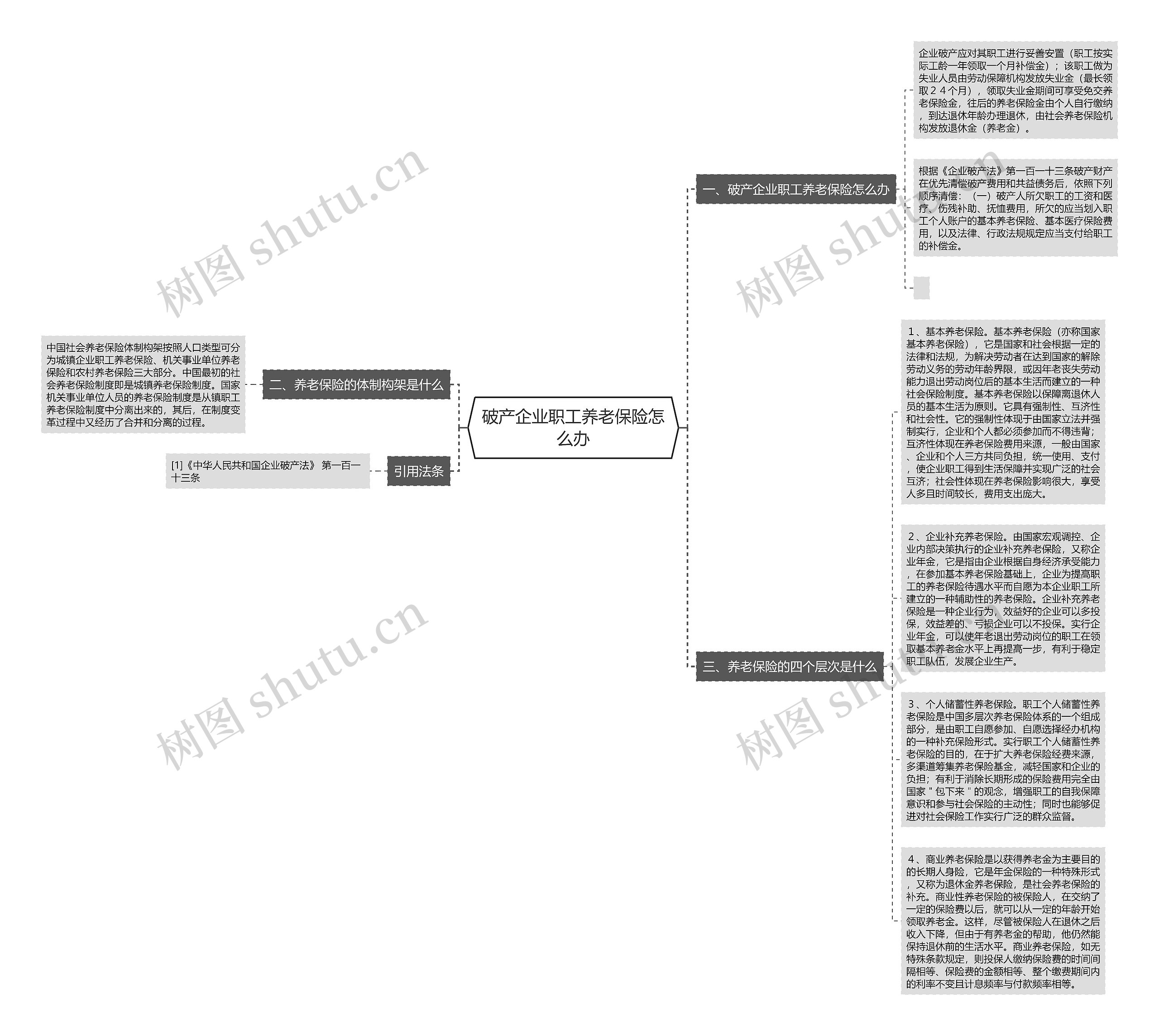 破产企业职工养老保险怎么办思维导图