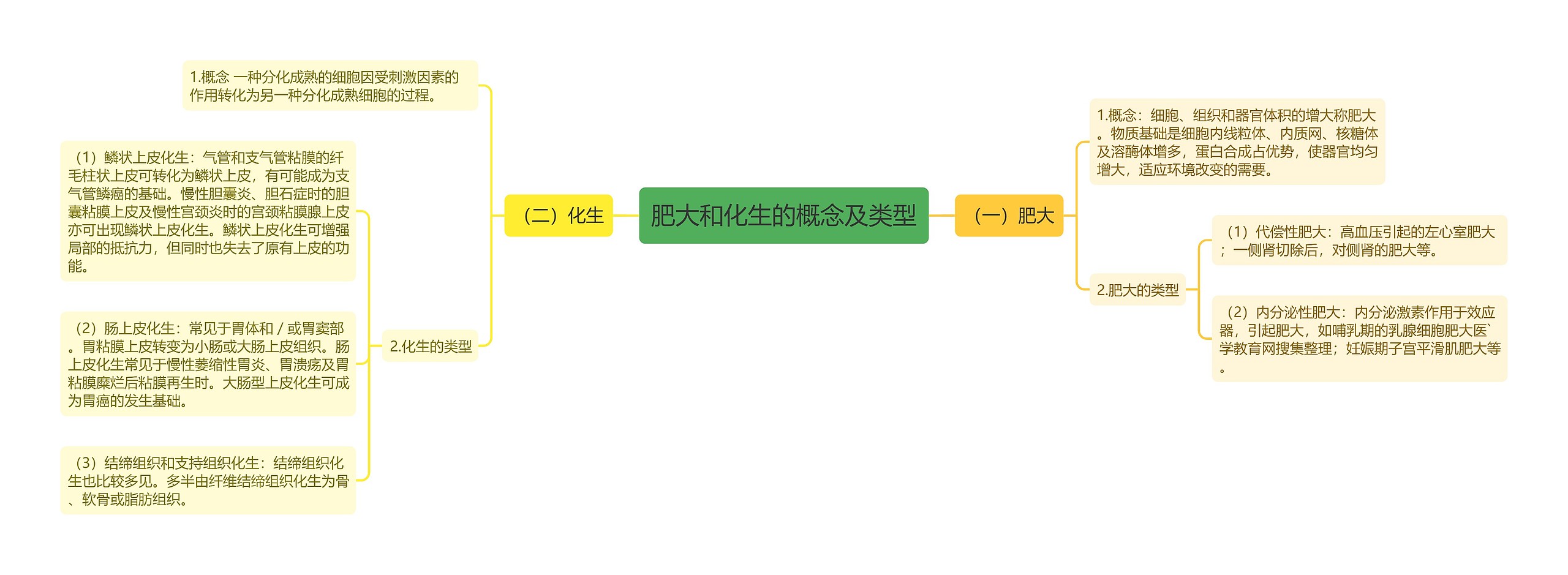 肥大和化生的概念及类型思维导图