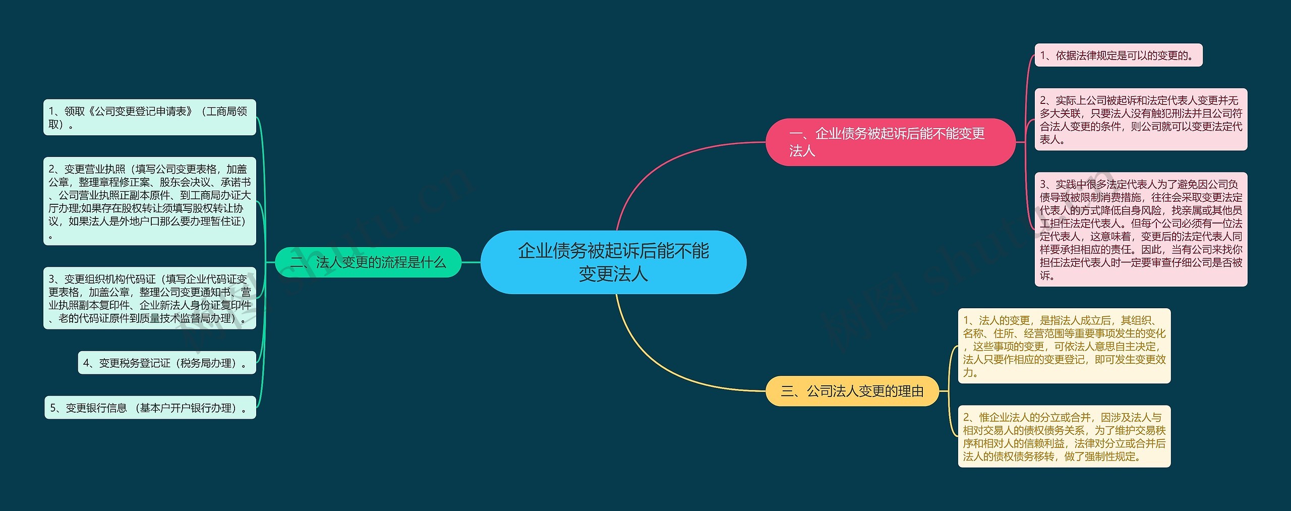 企业债务被起诉后能不能变更法人思维导图