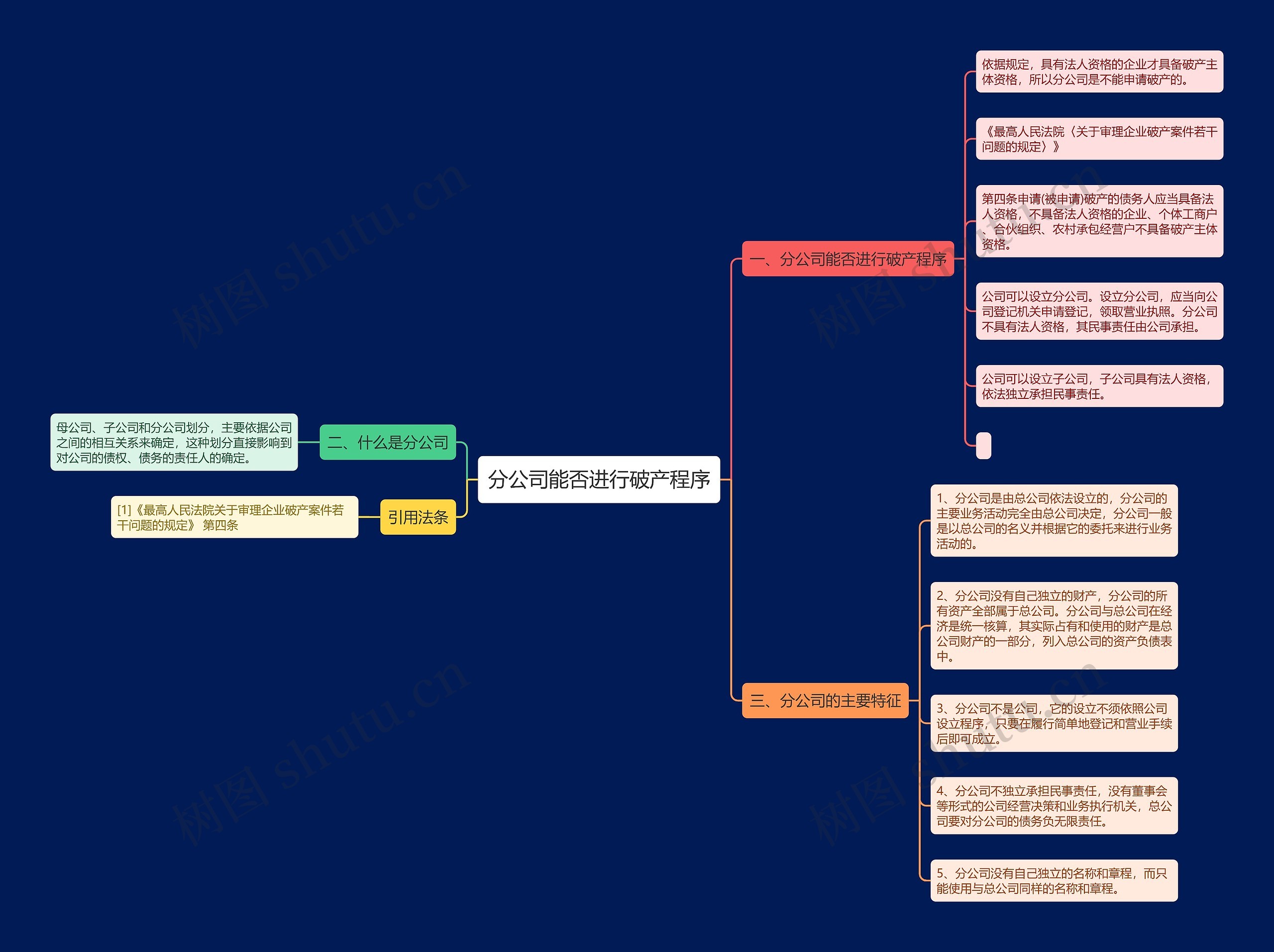分公司能否进行破产程序思维导图