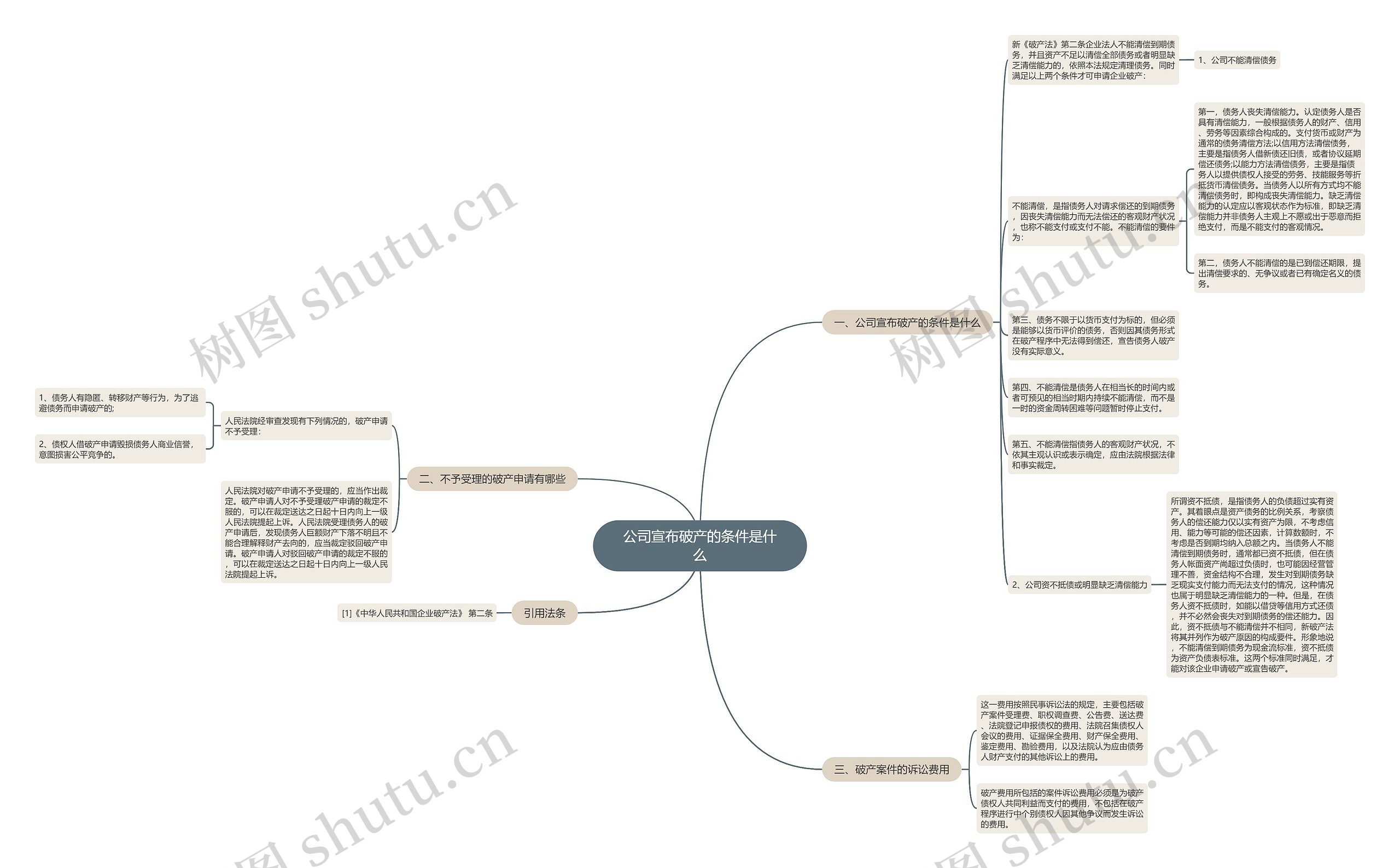 公司宣布破产的条件是什么思维导图