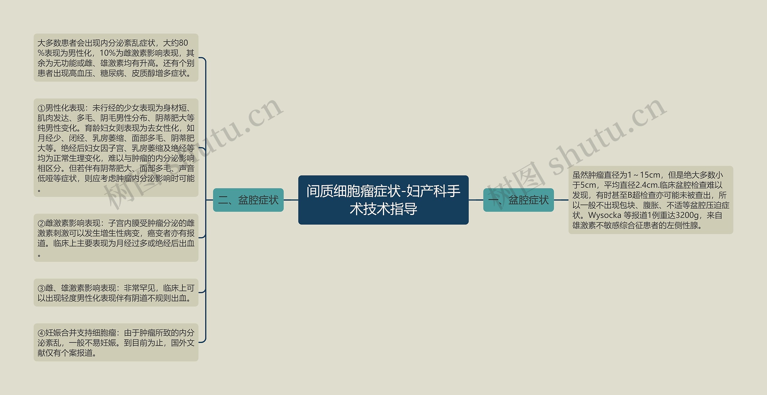 间质细胞瘤症状-妇产科手术技术指导思维导图