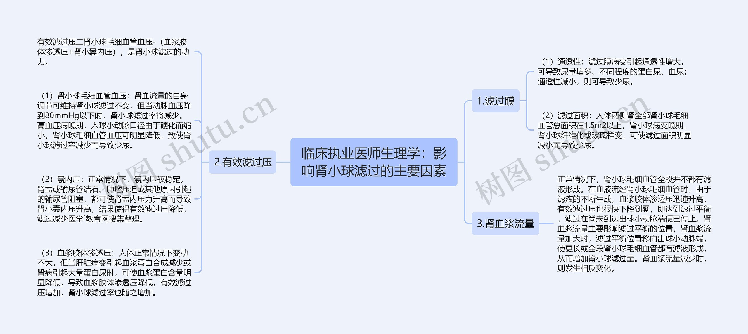 临床执业医师生理学：影响肾小球滤过的主要因素思维导图