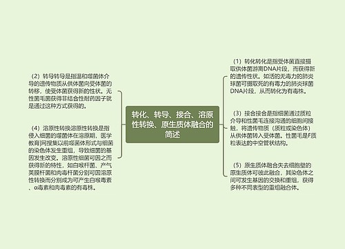 转化、转导、接合、溶原性转换、原生质体融合的简述