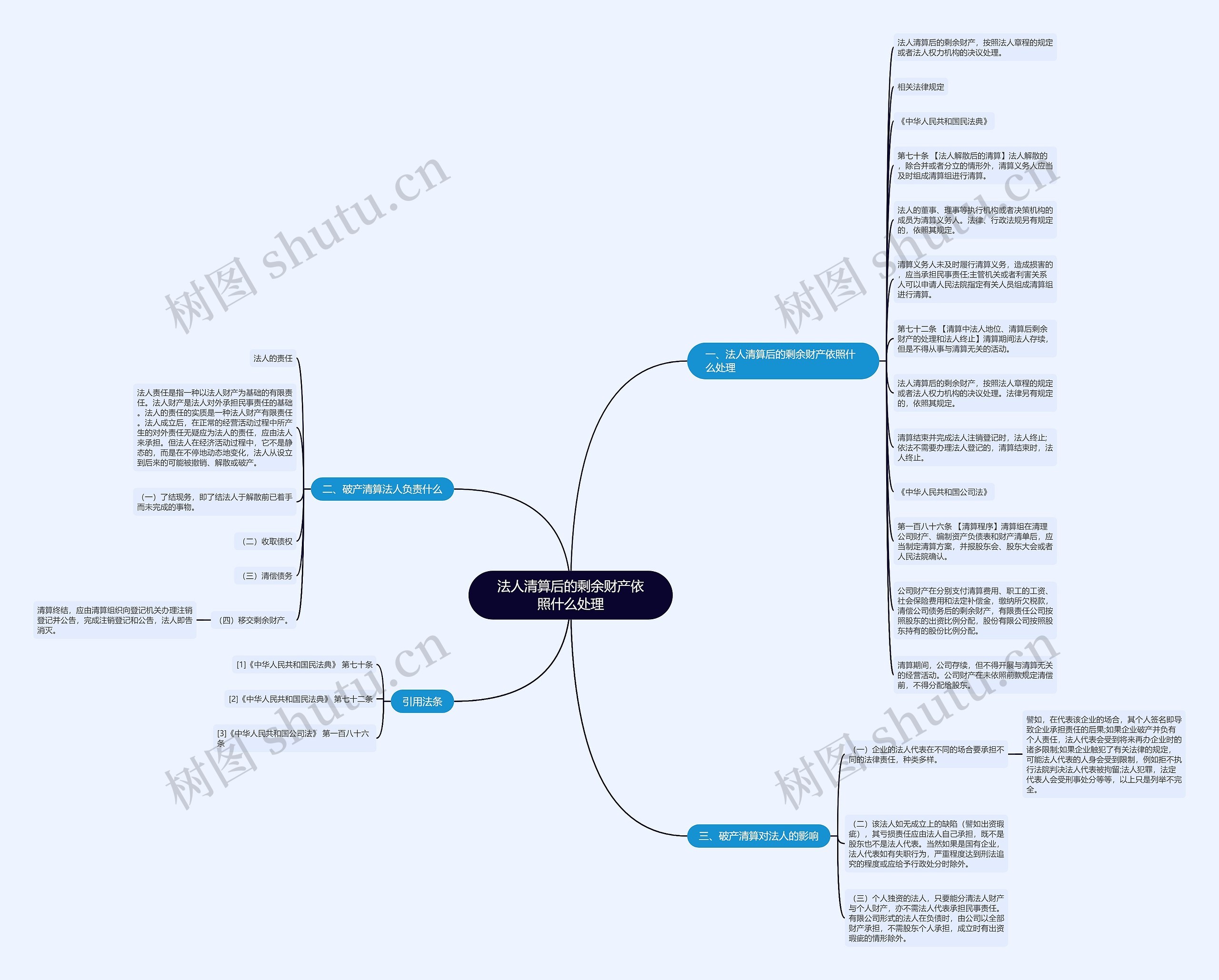 法人清算后的剩余财产依照什么处理思维导图