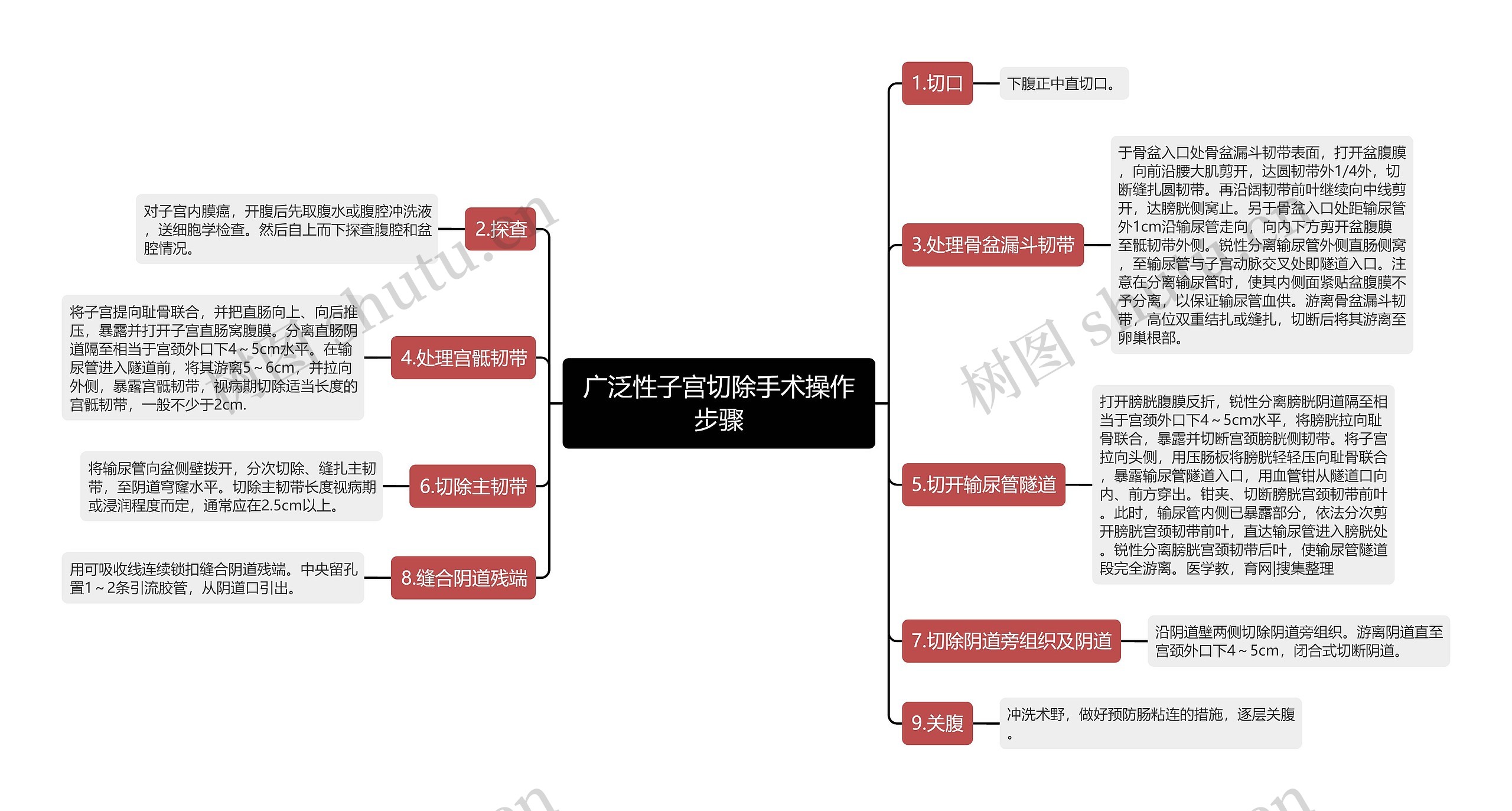 广泛性子宫切除手术操作步骤思维导图