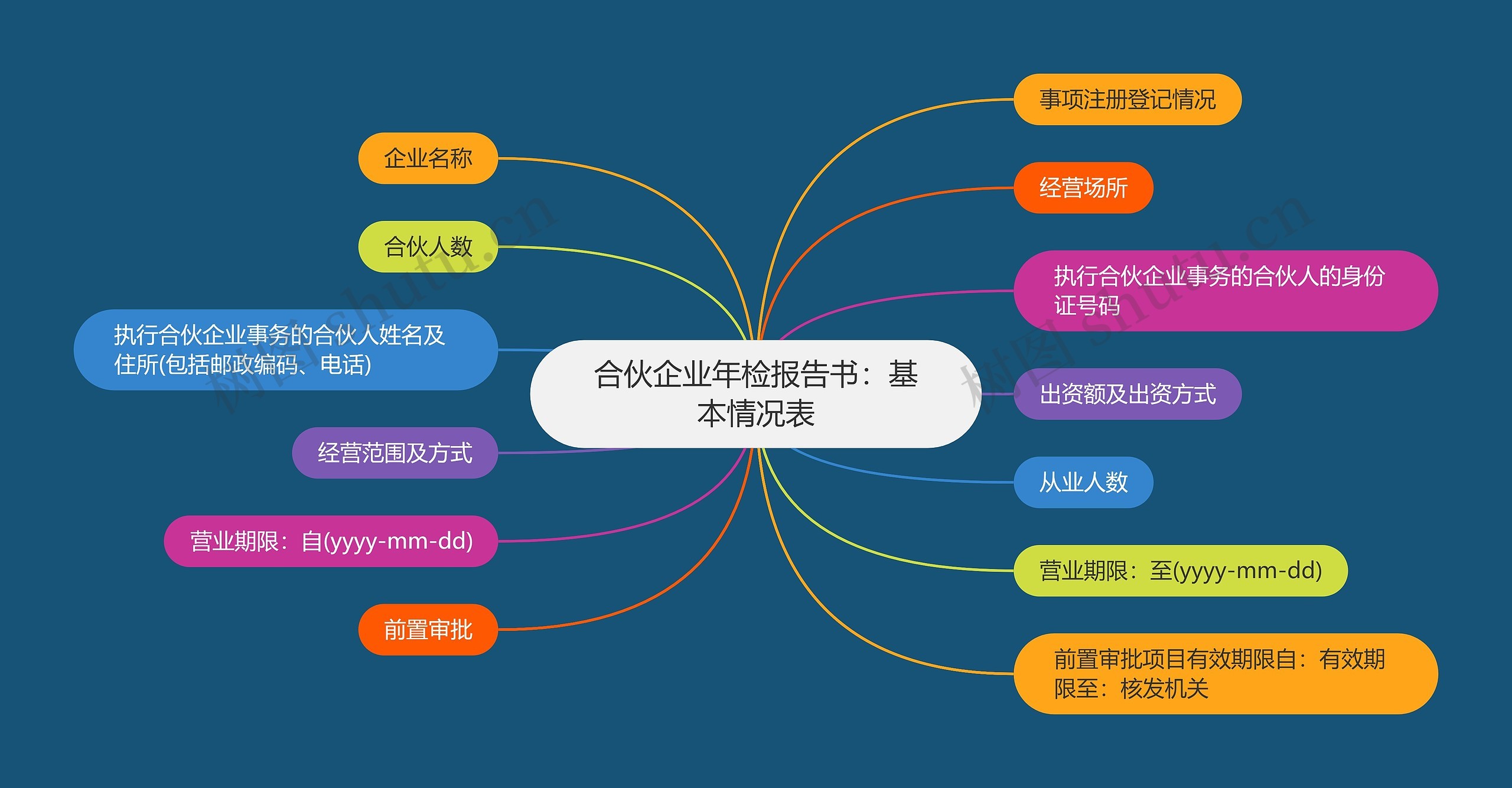 合伙企业年检报告书：基本情况表思维导图